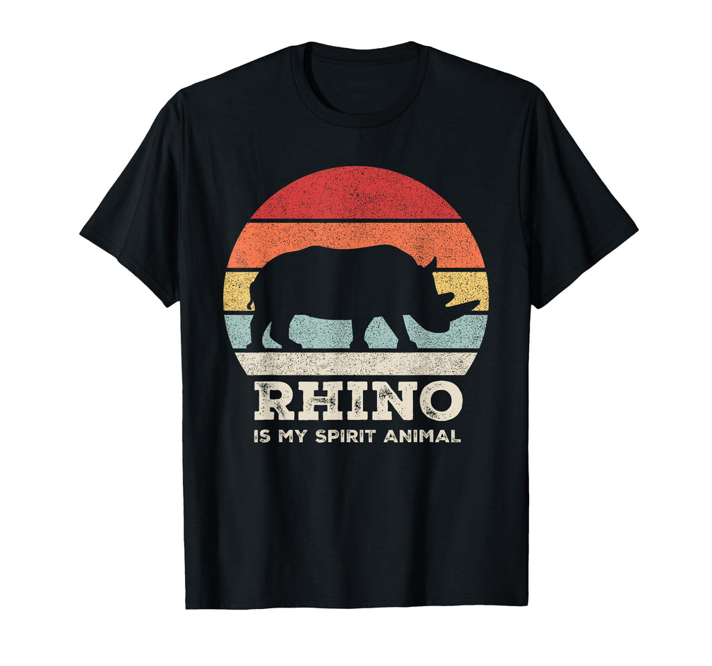 Rhino Spirit Animal 70S Sunset T-Shirt - Fun Novelty Design for Adults - T-Shirt, Sweatshirt, Hoodie
