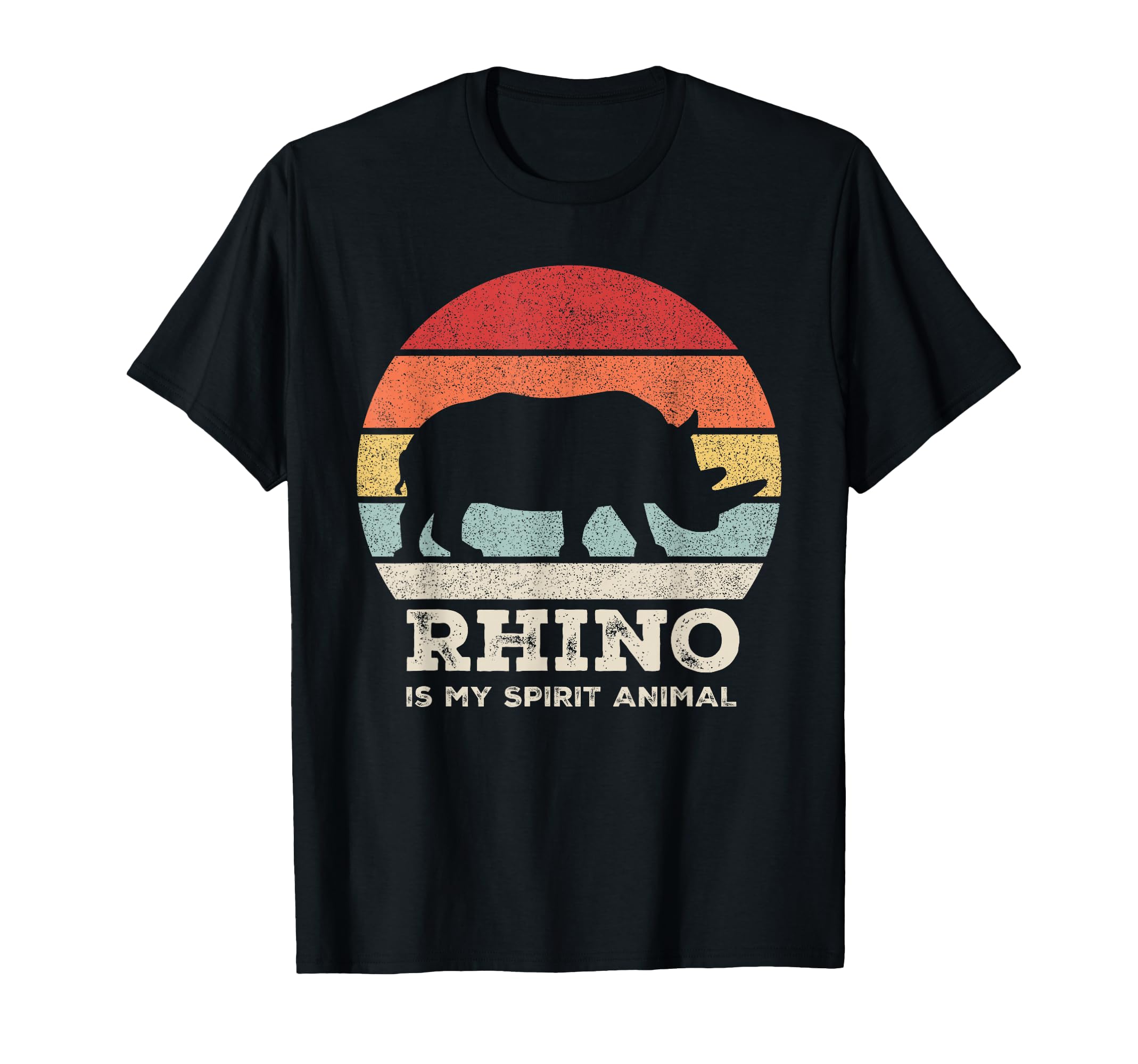 Rhino Spirit Animal 70S Sunset T-Shirt - Fun Novelty Design for Adults - T-Shirt, Sweatshirt, Hoodie