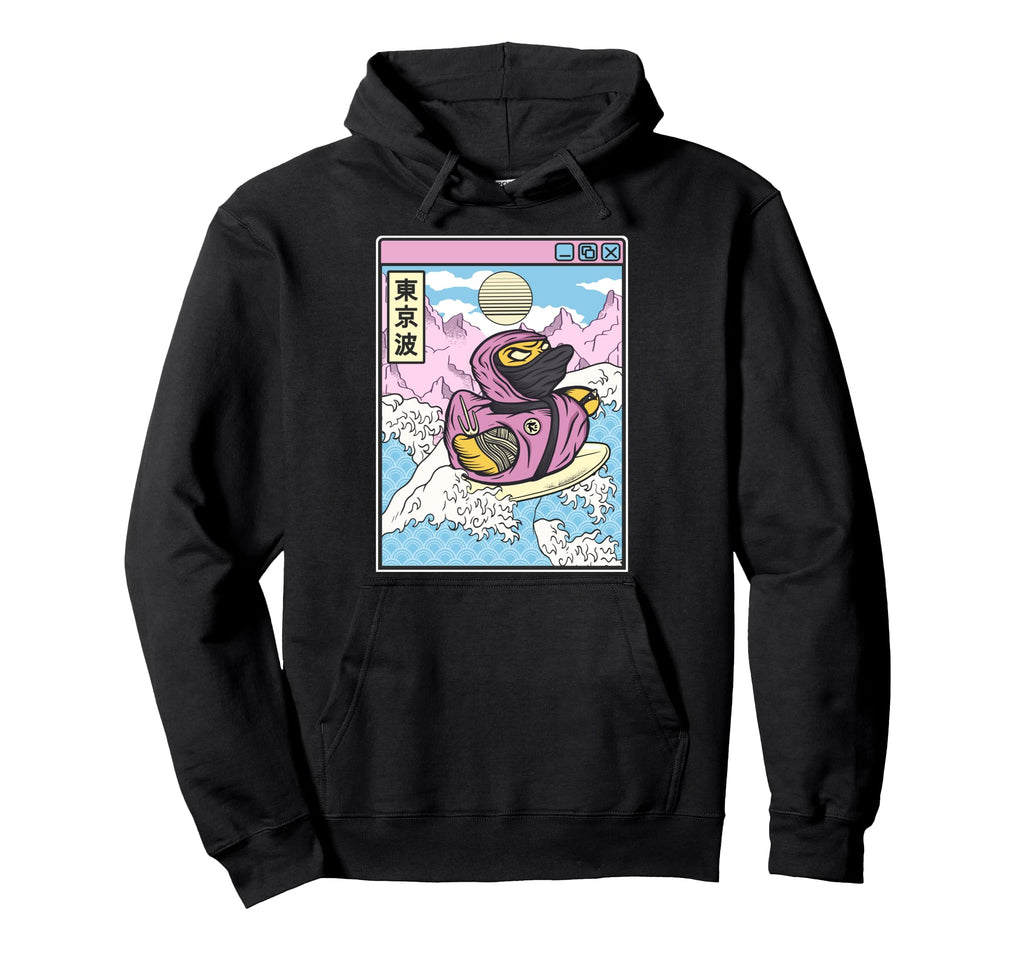 Surfing Ninja Rubber Duck Japanese Hoodie - Trendy Graphic for Adults - T-Shirt, Sweatshirt, Hoodie