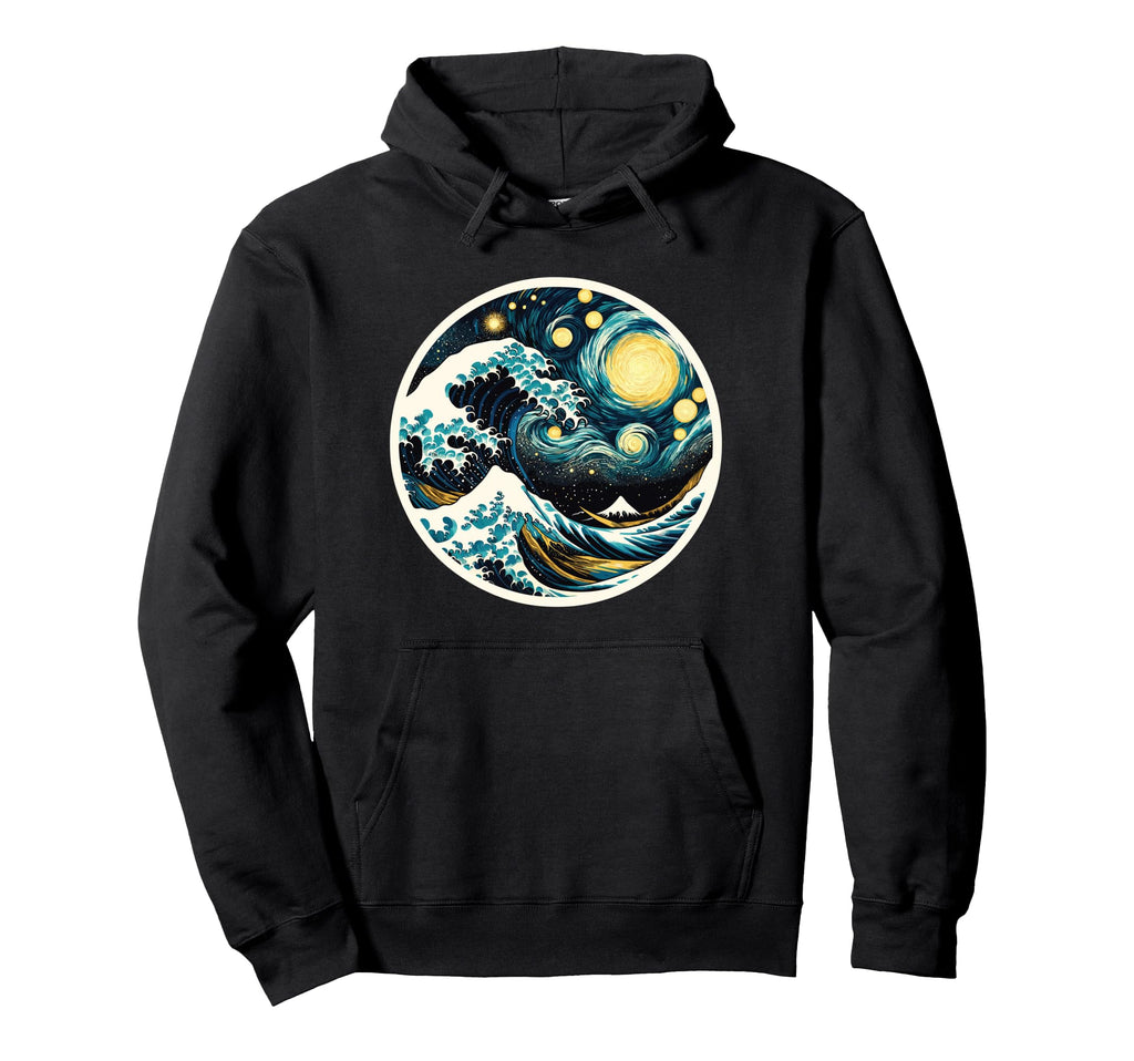 Great Wave Kanagawa Starry Night Art Hoodie - Streetwear Style Men Women - T-Shirt, Sweatshirt, Hoodie