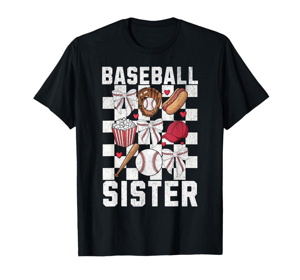 Baseball Sister Sis Coquette Bow T-Shirt - Aesthetic Graphic for Adults - T-Shirt, Sweatshirt, Hoodie