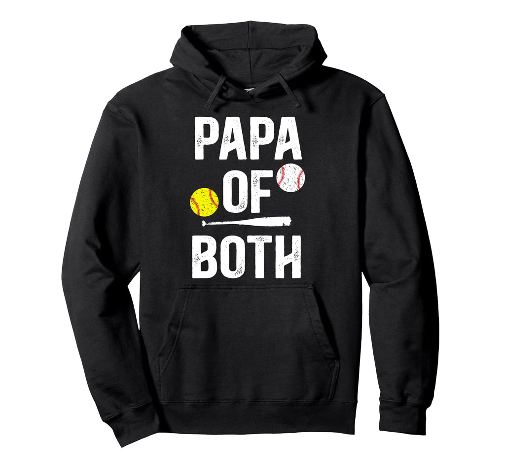 Papa Both Softball Baseball Papa Grandpa Hoodie - Trendy Graphic Men Women - T-Shirt, Sweatshirt, Hoodie