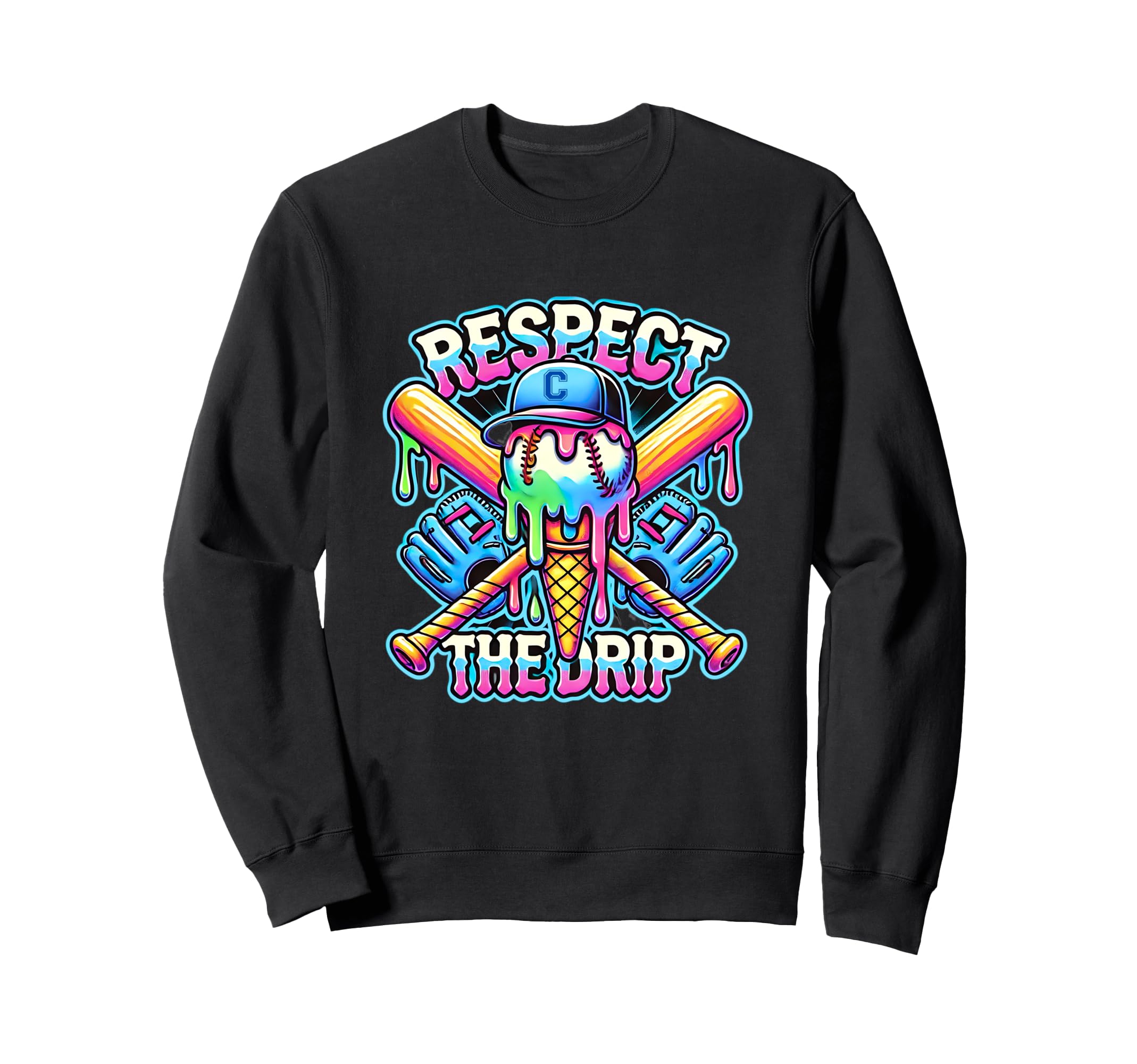 Respect Drip Baseball Home Plate Ice Sweatshirt - Unique Graphic Unisex - T-Shirt, Sweatshirt, Hoodie