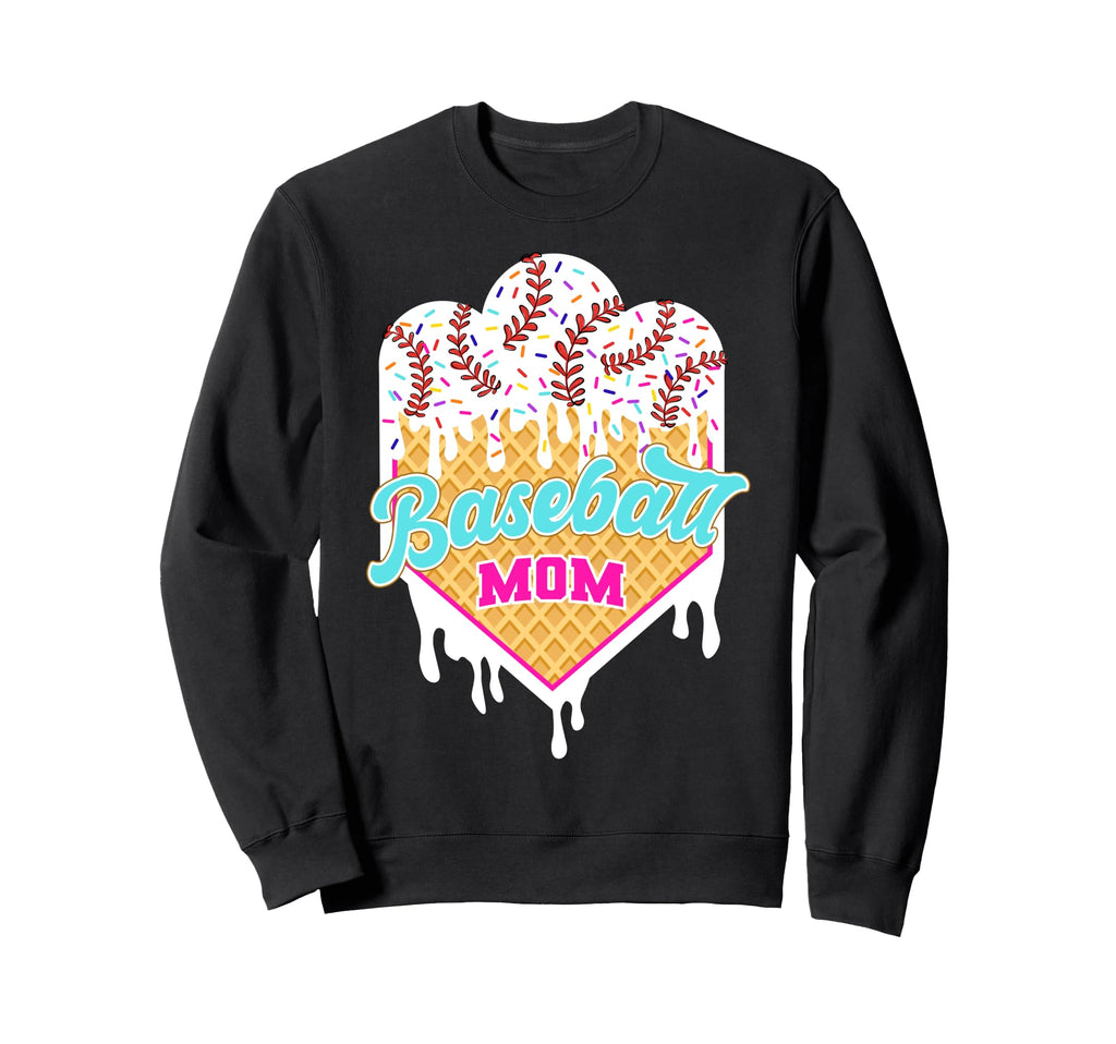 Baseball Mom Ice Cream Drip Mama Sweatshirt - Graphic Print for Adults - T-Shirt, Sweatshirt, Hoodie