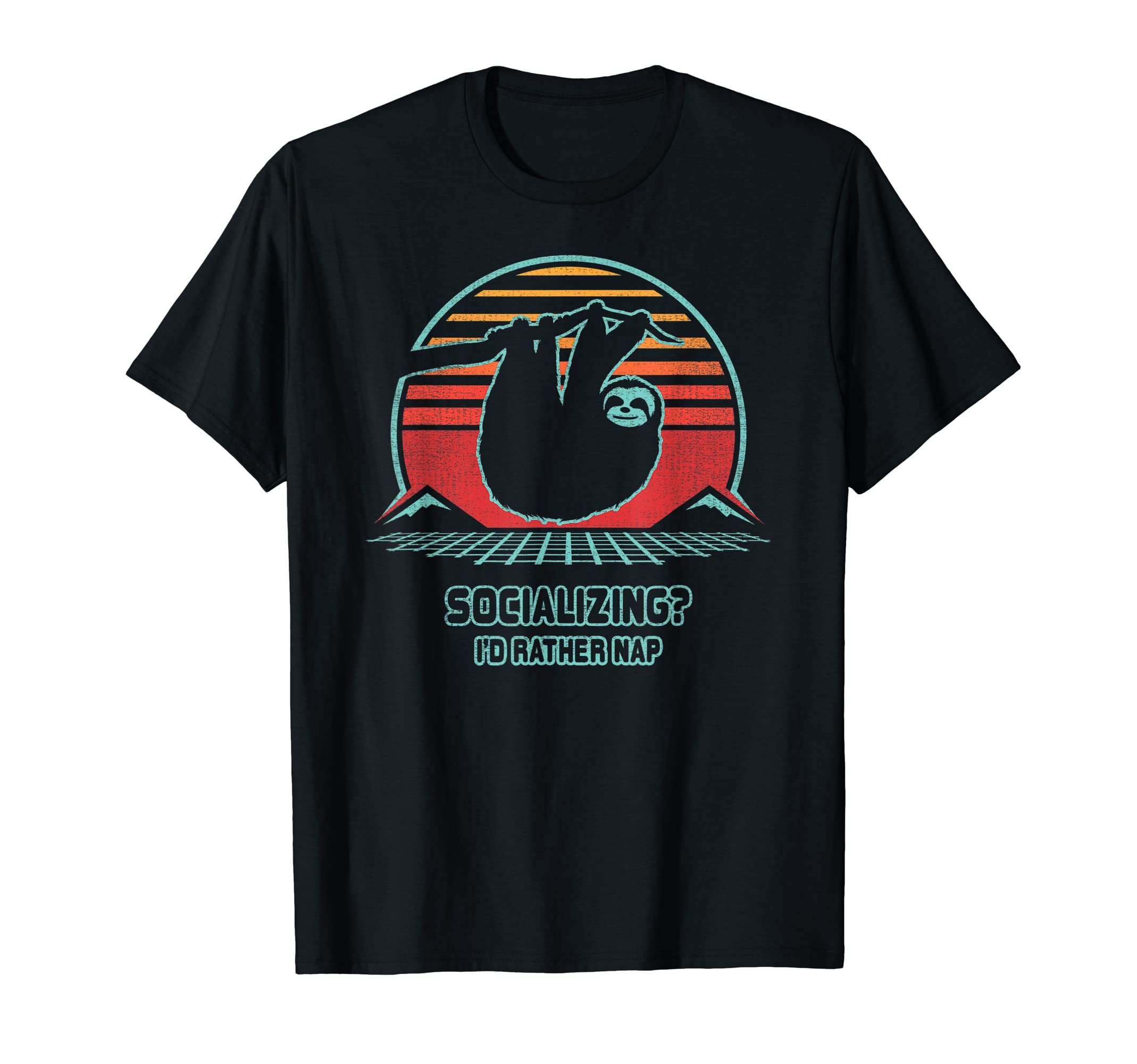 Introvert Antisocial Sloth Nap 80S T-Shirt - Fun Novelty Design Unisex - T-Shirt, Sweatshirt, Hoodie