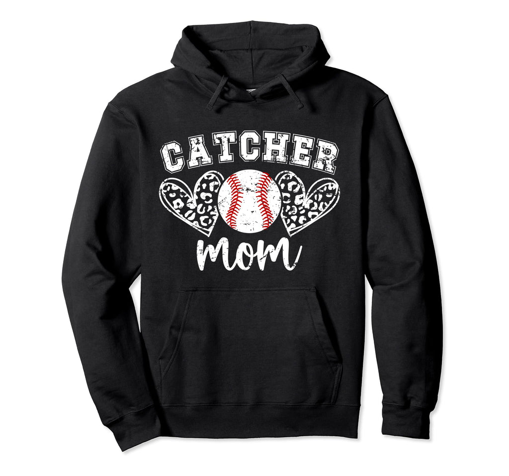 Baseball Catcher Mom Hearts Mom Baseball Hoodie - Unique Graphic Unisex - T-Shirt, Sweatshirt, Hoodie