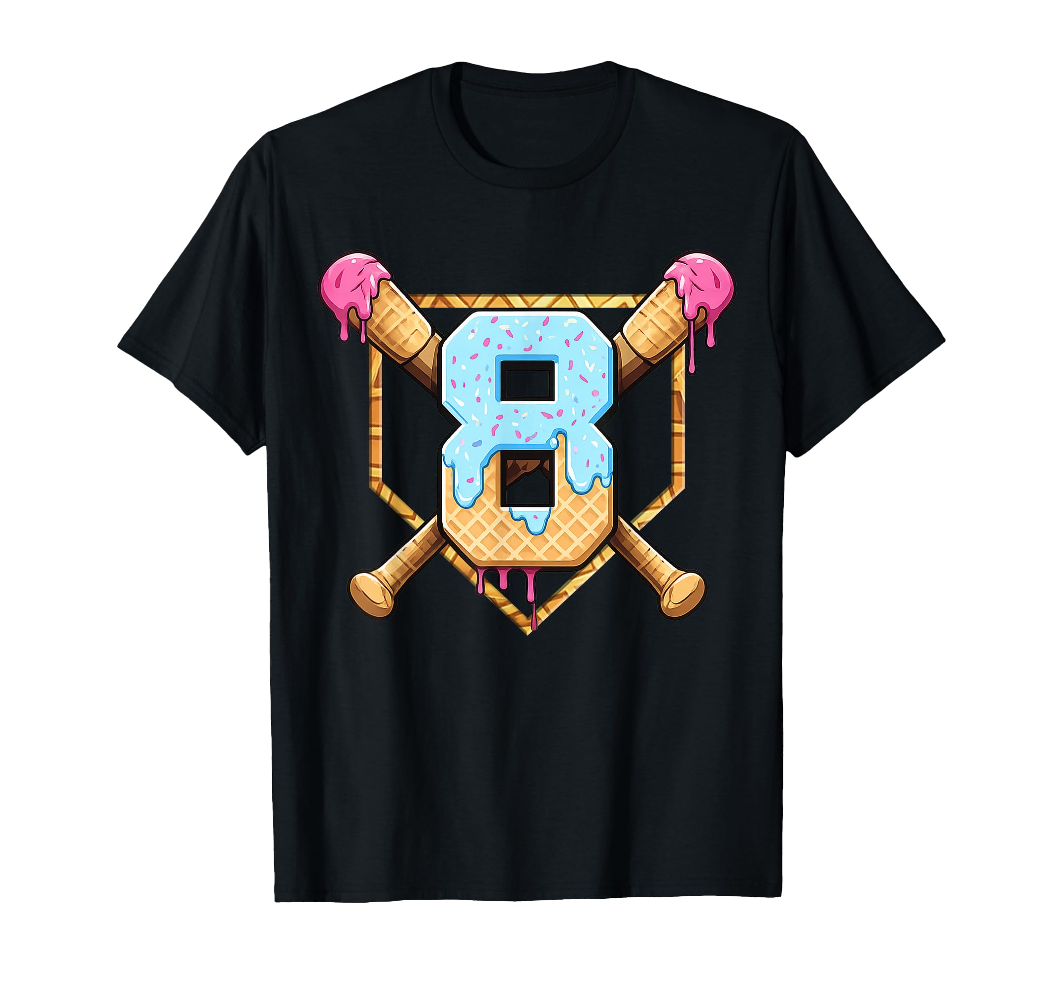 Baseball 8 Year Old Ice Cream Drip T-Shirt - Streetwear Style for Adults - T-Shirt, Sweatshirt, Hoodie