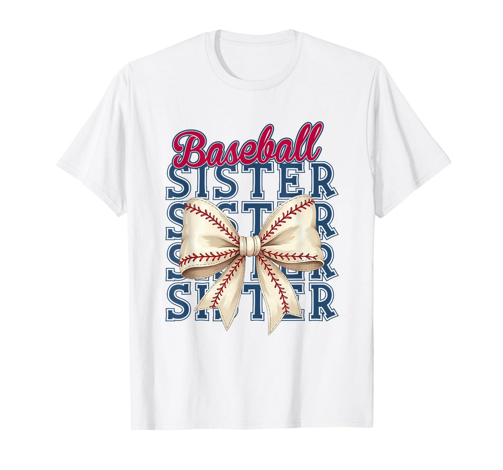 Baseball Sister Coquette Bow Baseball T-Shirt - Unique Graphic Men Women - T-Shirt, Sweatshirt, Hoodie