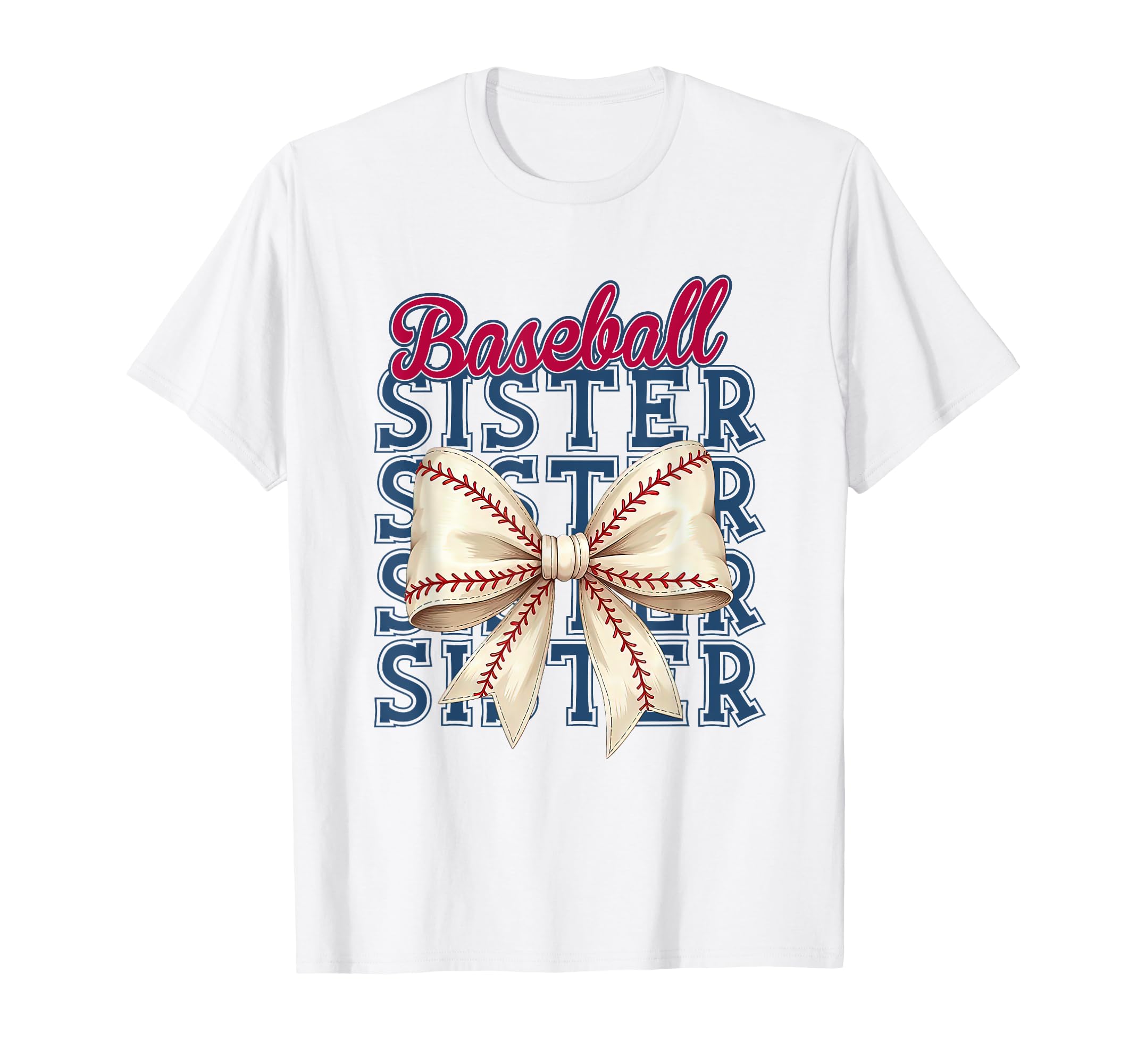Baseball Sister Coquette Bow Baseball T-Shirt - Unique Graphic Men Women - T-Shirt, Sweatshirt, Hoodie