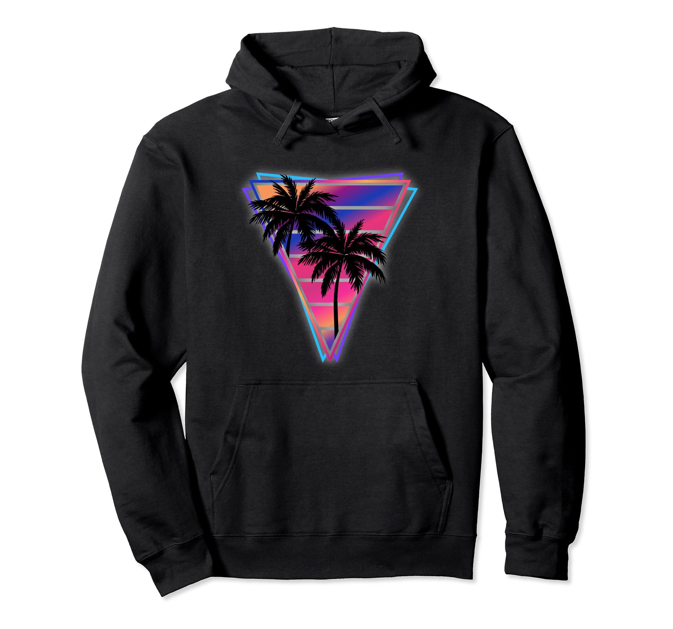 Synthwave Vaporwave Triangle Palm Hoodie - Custom Art Print Men Women - T-Shirt, Sweatshirt, Hoodie