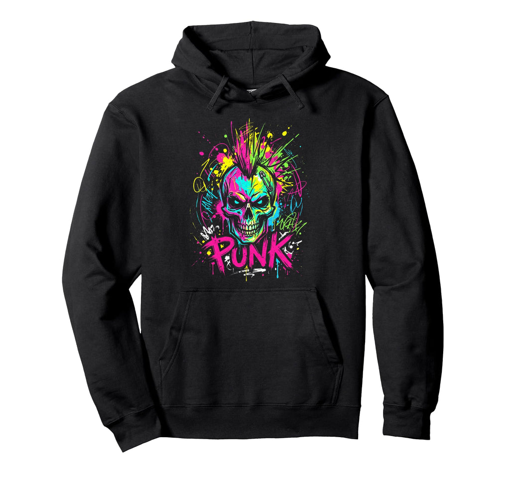 Punk Skull Rock Music Lover Heavy Hoodie - Aesthetic Graphic for Adults - T-Shirt, Sweatshirt, Hoodie
