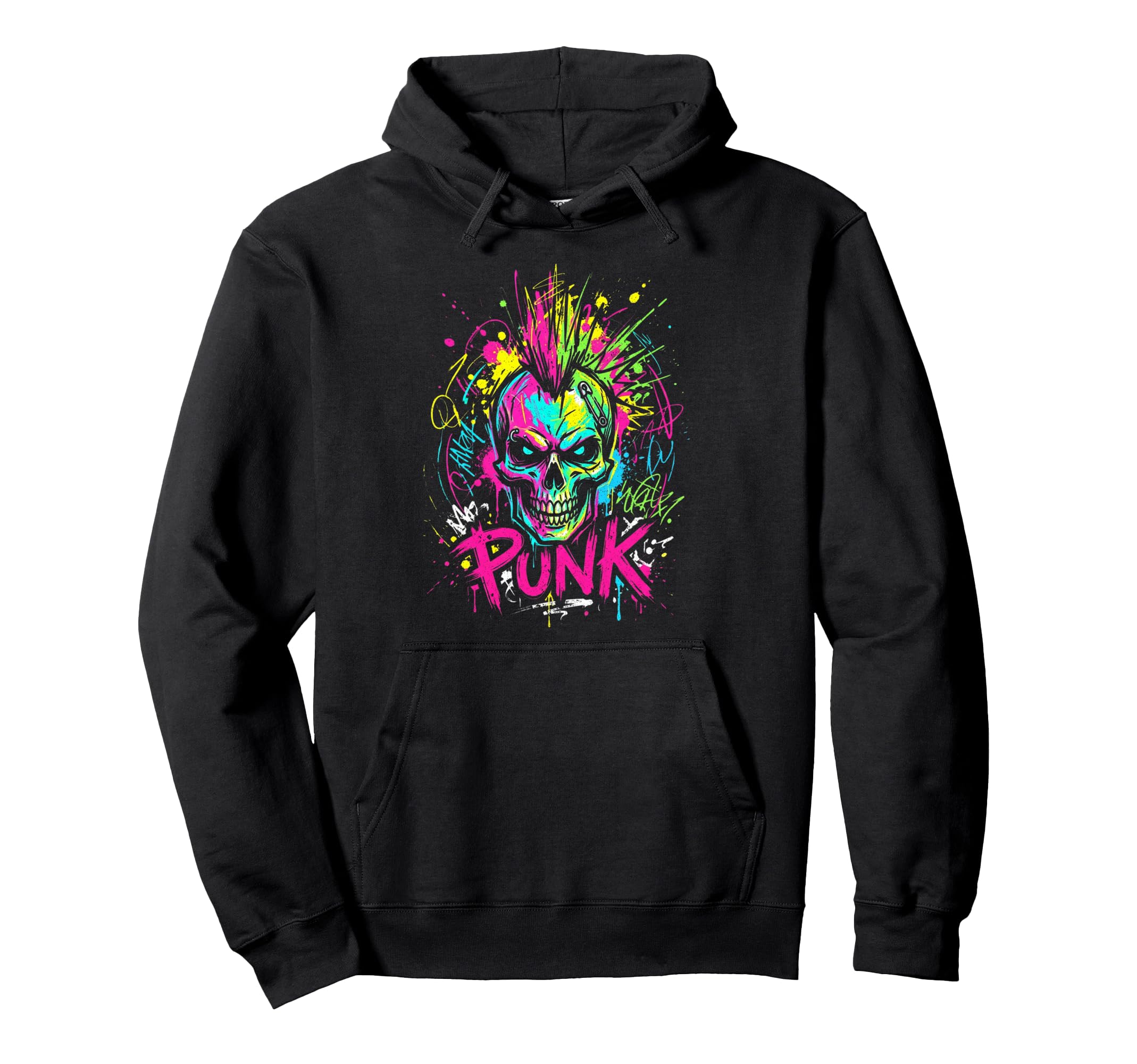 Punk Skull Rock Music Lover Heavy Hoodie - Aesthetic Graphic for Adults - T-Shirt, Sweatshirt, Hoodie