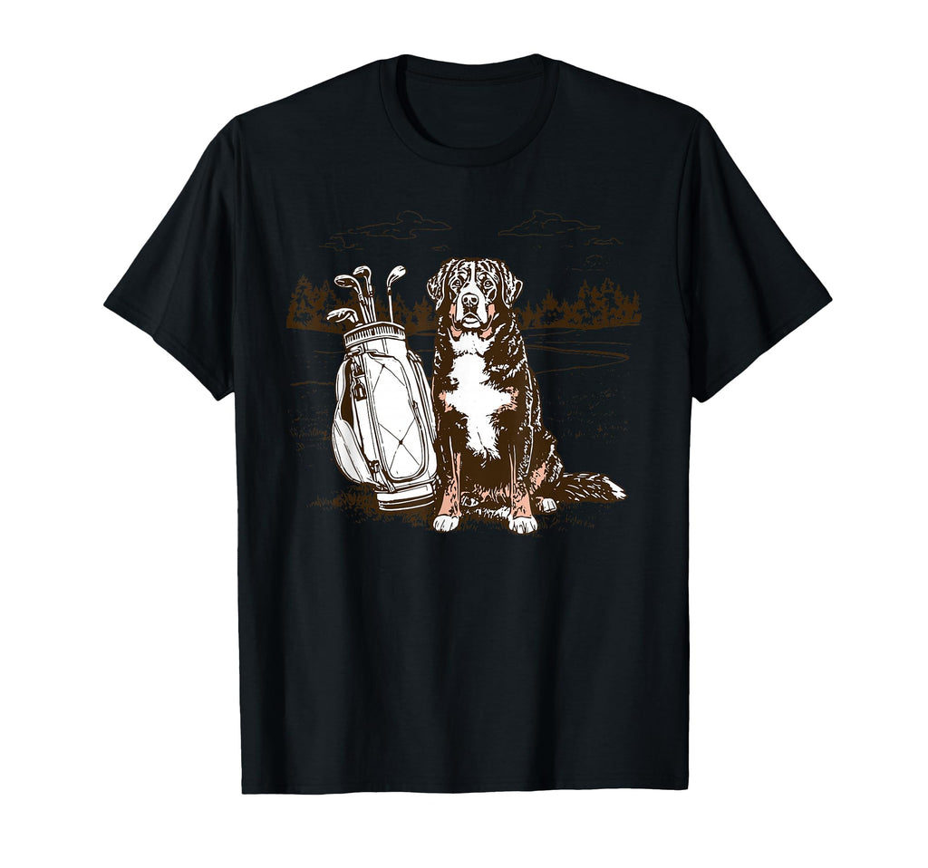 Bernese Mountain Playing Golf Golfer T-Shirt - Custom Art Print for Adults - T-Shirt, Sweatshirt, Hoodie