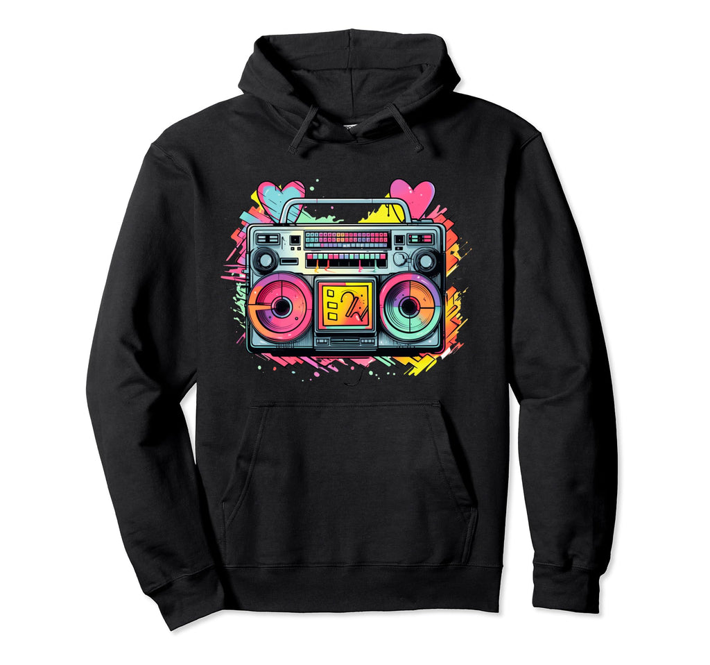 80S Boombox Cassette Mixtape Hoodie - Casual Everyday Wear Men Women - T-Shirt, Sweatshirt, Hoodie