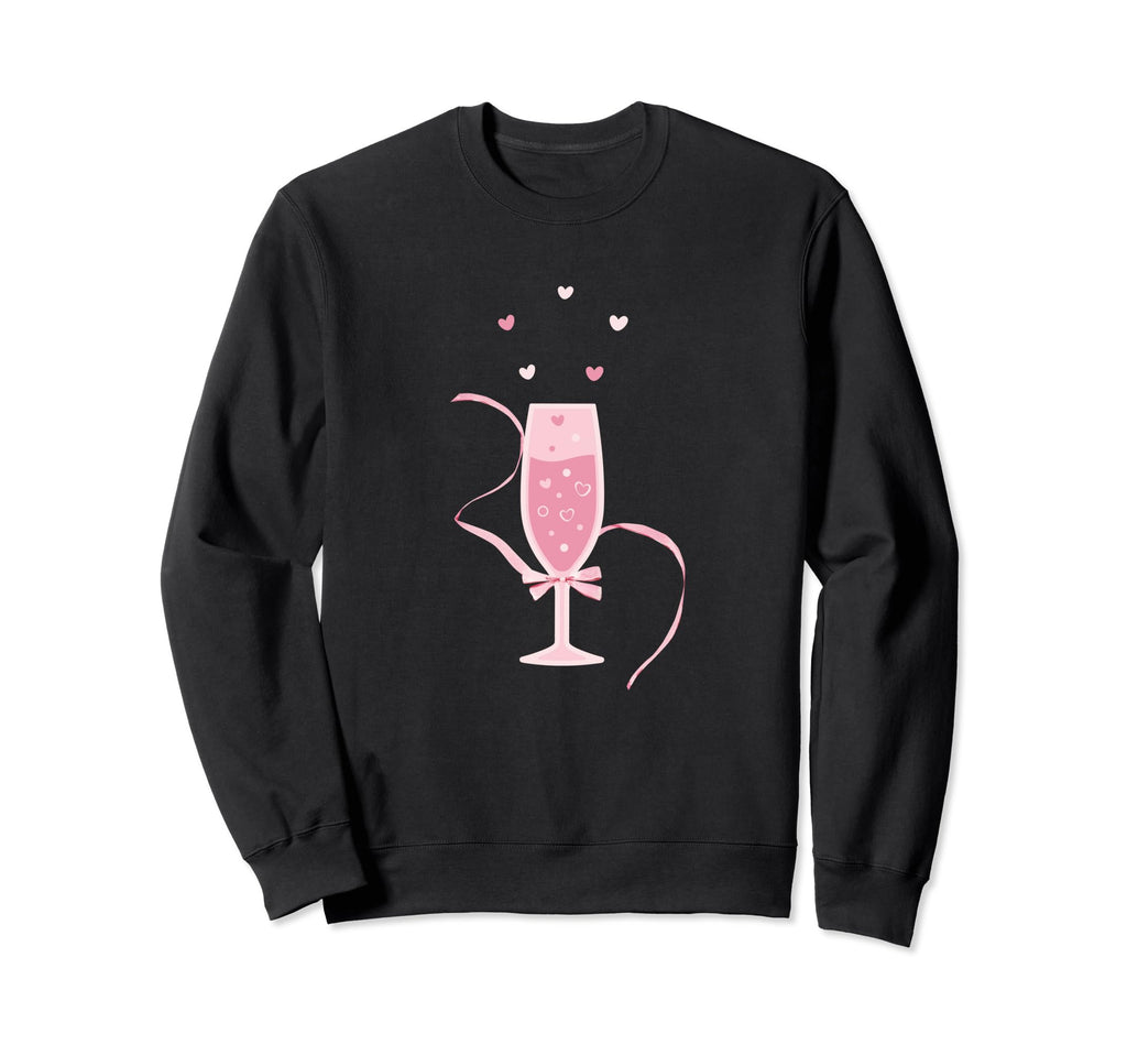 Coquette Bows Champagne Glass Sweatshirt - Novelty Apparel Men Women - T-Shirt, Sweatshirt, Hoodie