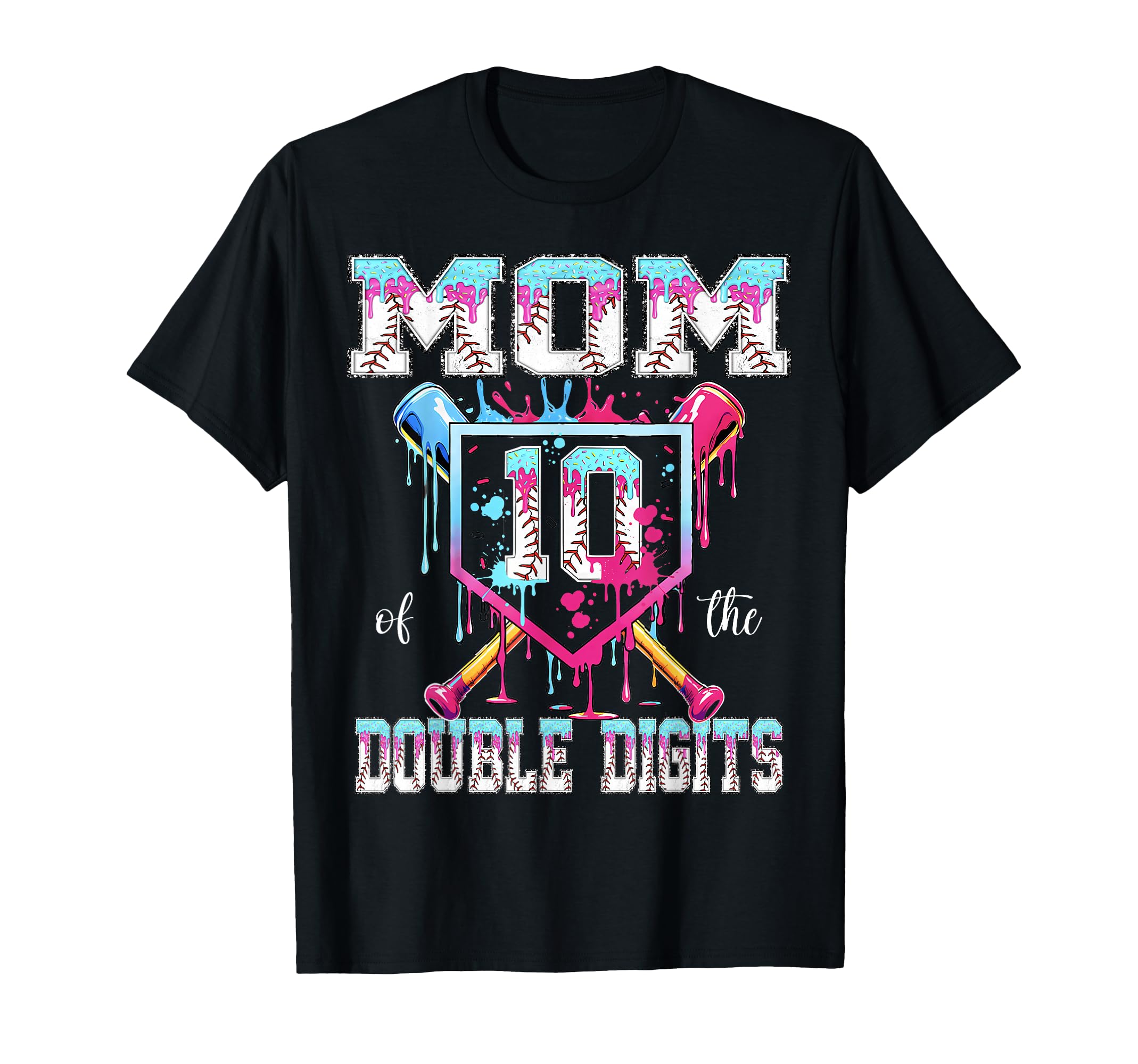 Mom Double Digits 10Th Birthday Baseball T-Shirt - Graphic Print for Adults - T-Shirt, Sweatshirt, Hoodie