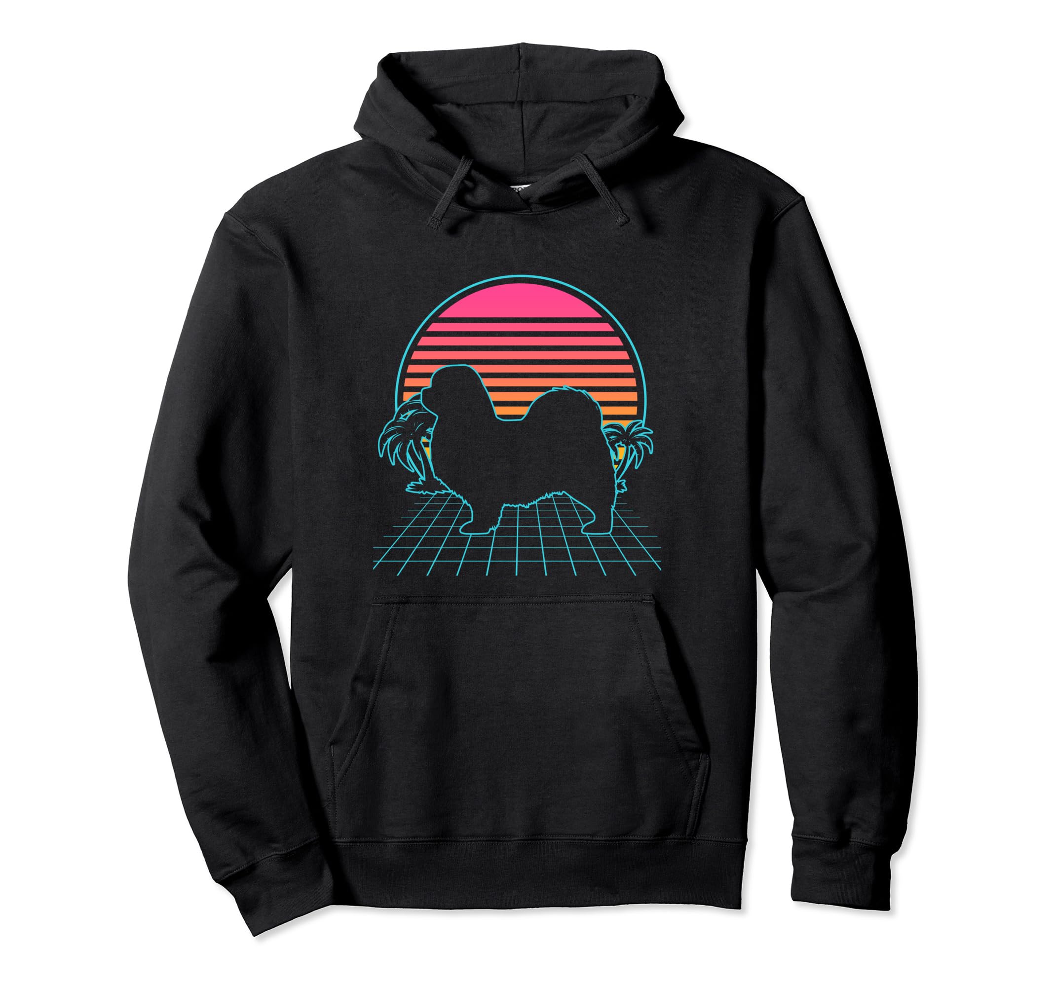 Tibetan Spaniel 80S Vaporwave Aesthetic Hoodie - Minimalist Print Unisex - T-Shirt, Sweatshirt, Hoodie