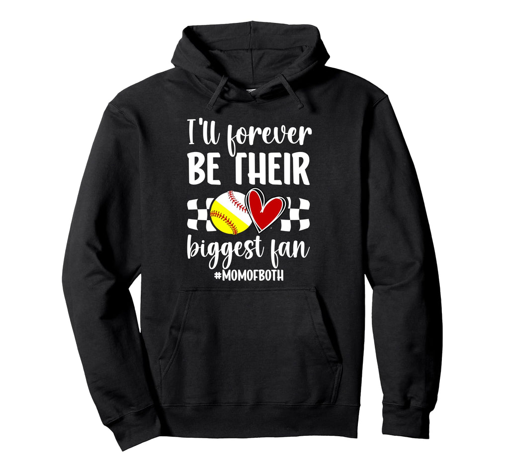 Their Biggest Fan Mom Both Baseball Hoodie - Aesthetic Graphic Unisex - T-Shirt, Sweatshirt, Hoodie