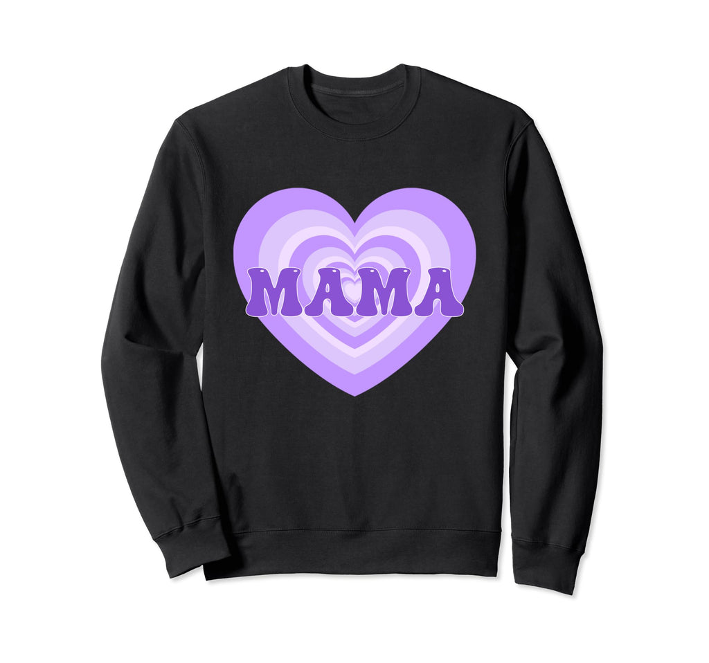 Aesthetic Purple Heart Mama Sweatshirt - Streetwear Style for Adults - T-Shirt, Sweatshirt, Hoodie