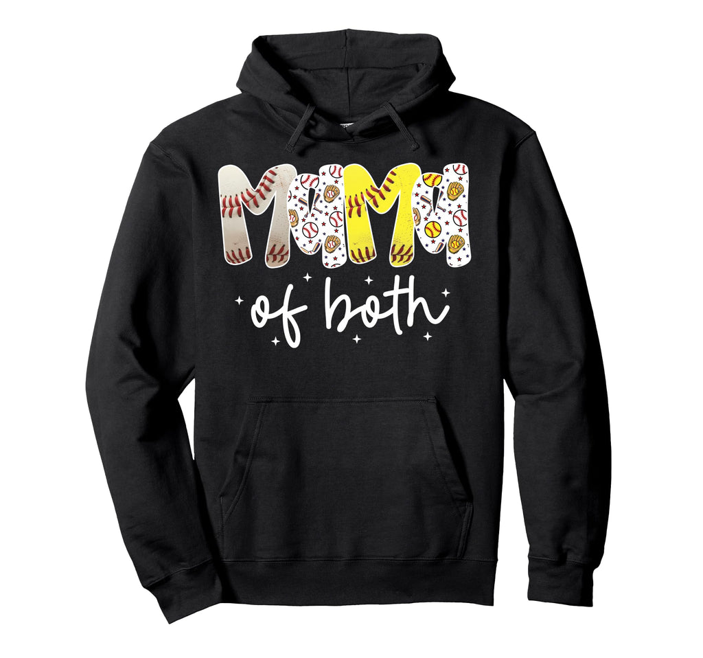 Mama Both Baseball Softball Mom Mothers Hoodie - Trendy Graphic for Adults - T-Shirt, Sweatshirt, Hoodie