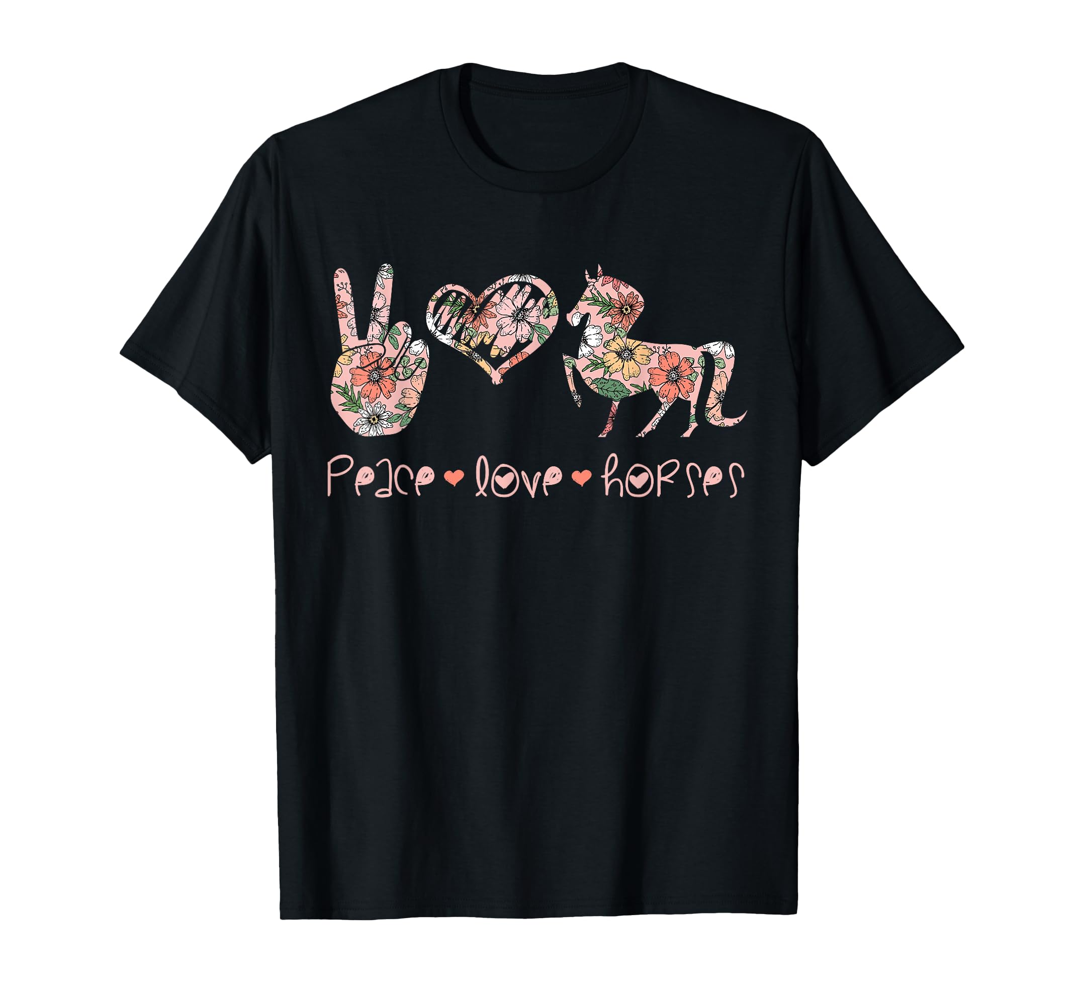 Funny Horse Lover Gifts Peace Love T-Shirt - Unique Graphic Men Women - T-Shirt, Sweatshirt, Hoodie