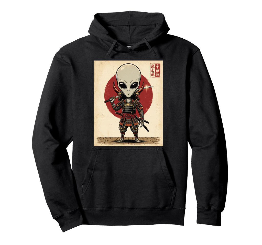 Alien Samurai Warrior Japanese Art Hoodie - Fun Novelty Design for Adults - T-Shirt, Sweatshirt, Hoodie