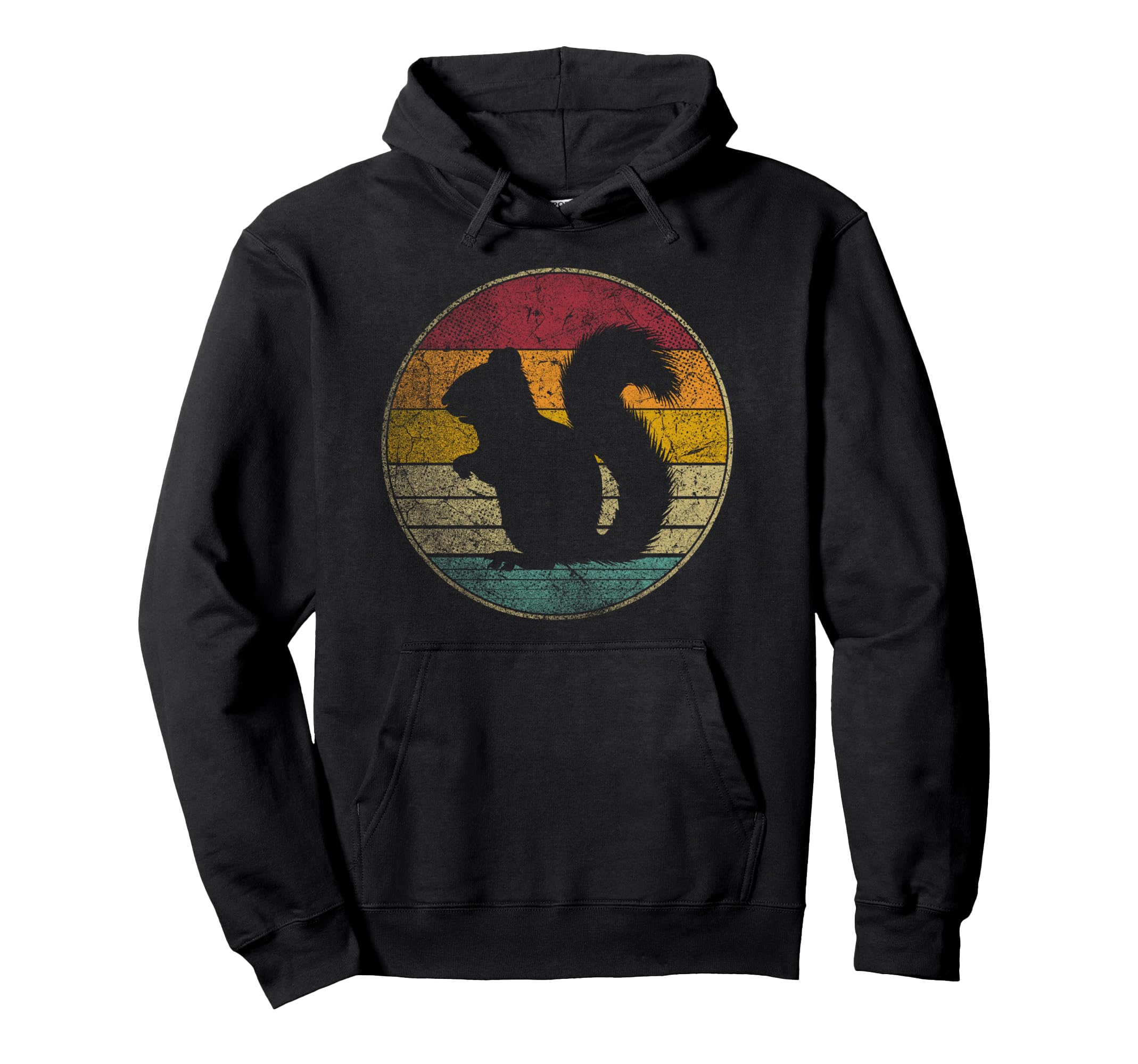 Squirrel Distressed Silhouette 60S Hoodie - Streetwear Style for Adults - T-Shirt, Sweatshirt, Hoodie