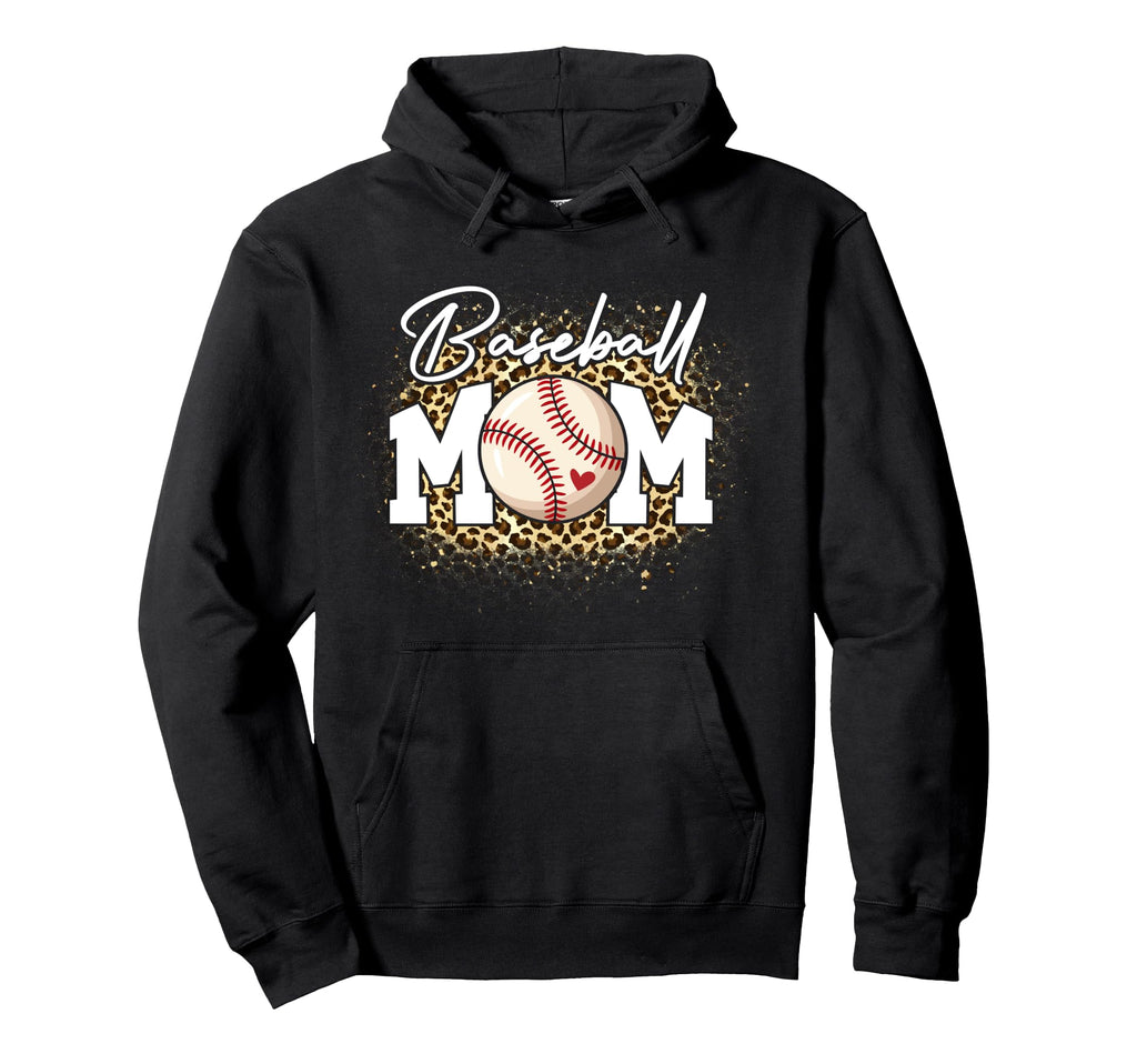 Bleached Baseball Mom Leopard Baseball Hoodie - Trendy Graphic for Adults - T-Shirt, Sweatshirt, Hoodie
