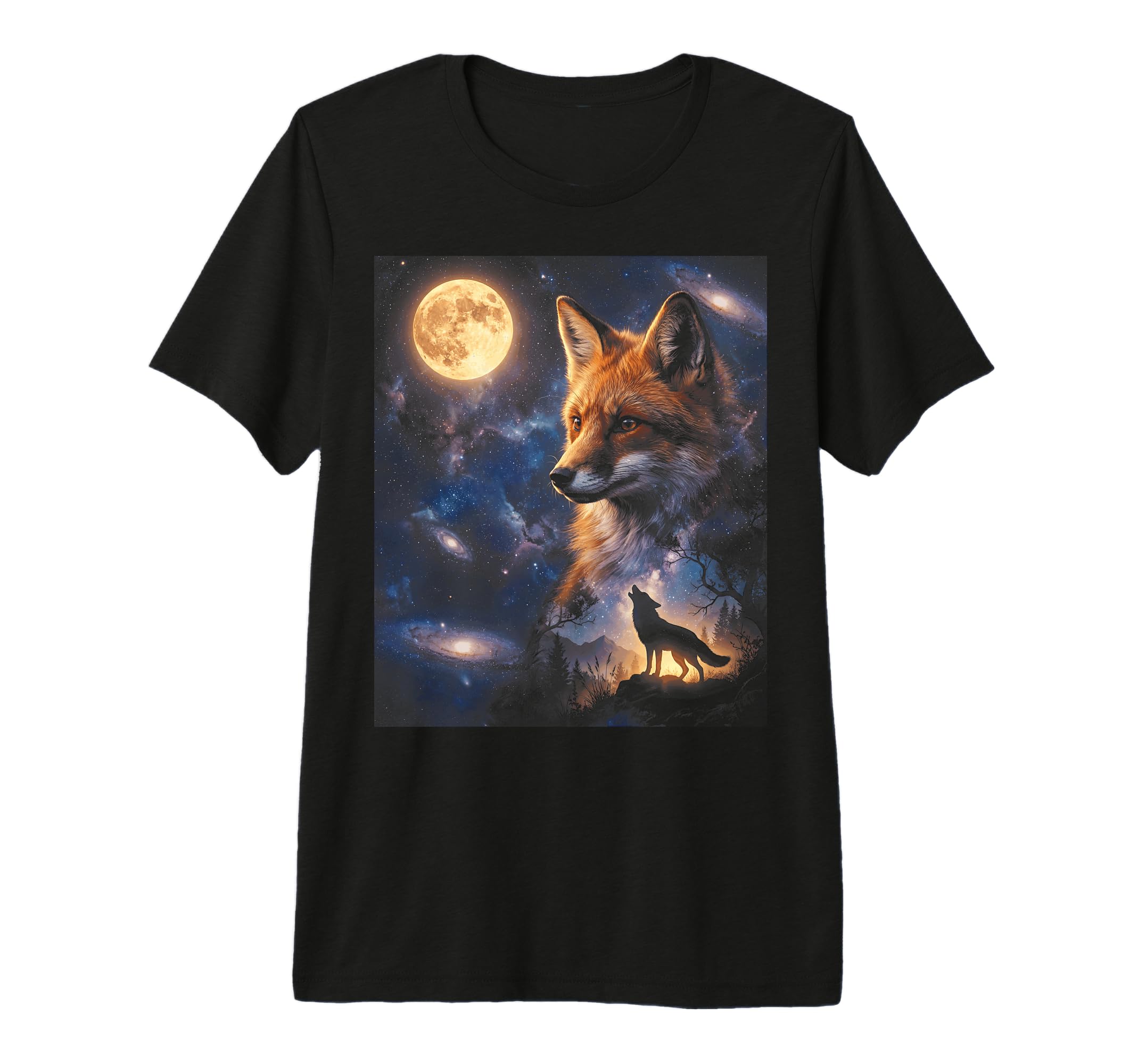 90S Fox Howling Moon Y2K Aesthetic Tri T-Shirt - Graphic Print for Adults - T-Shirt, Sweatshirt, Hoodie