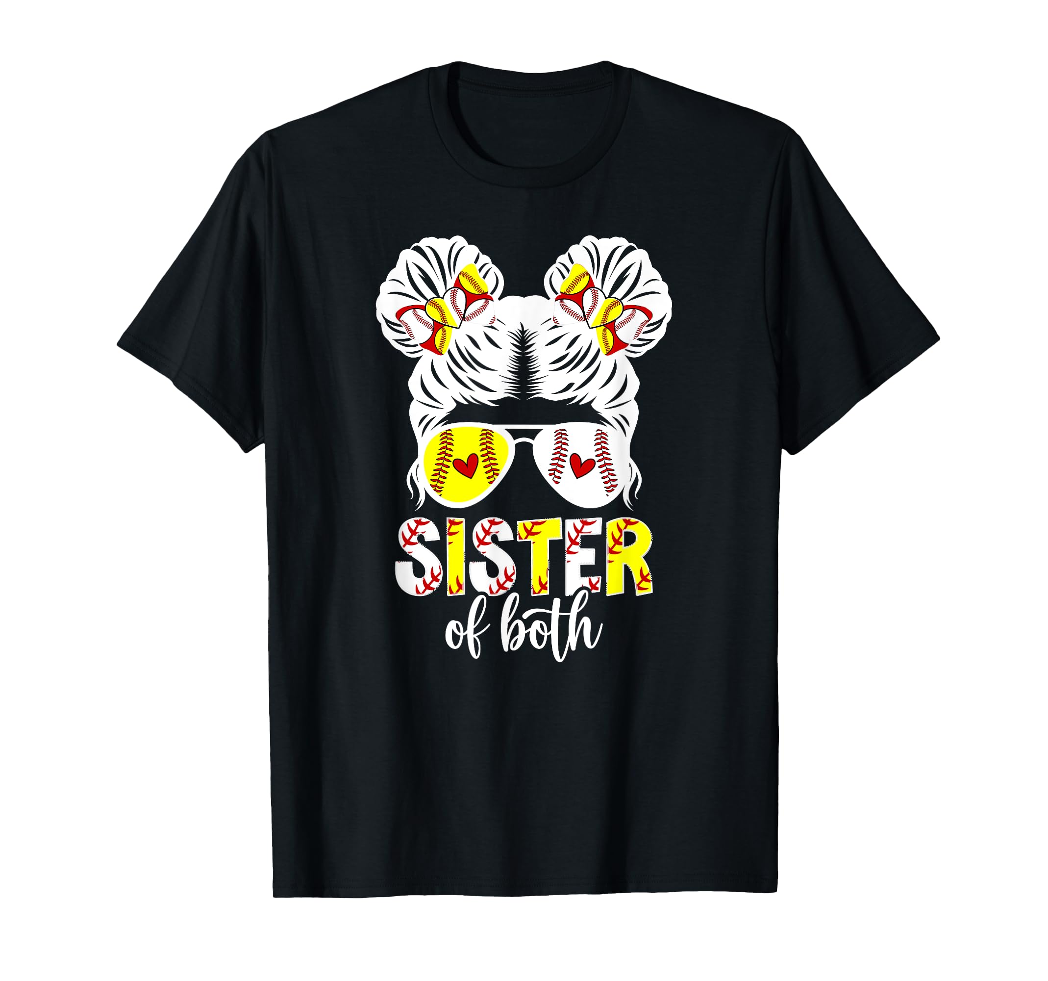 Sister Both Messy Bun Baseball T-Shirt - Unique Graphic for Adults - T-Shirt, Sweatshirt, Hoodie