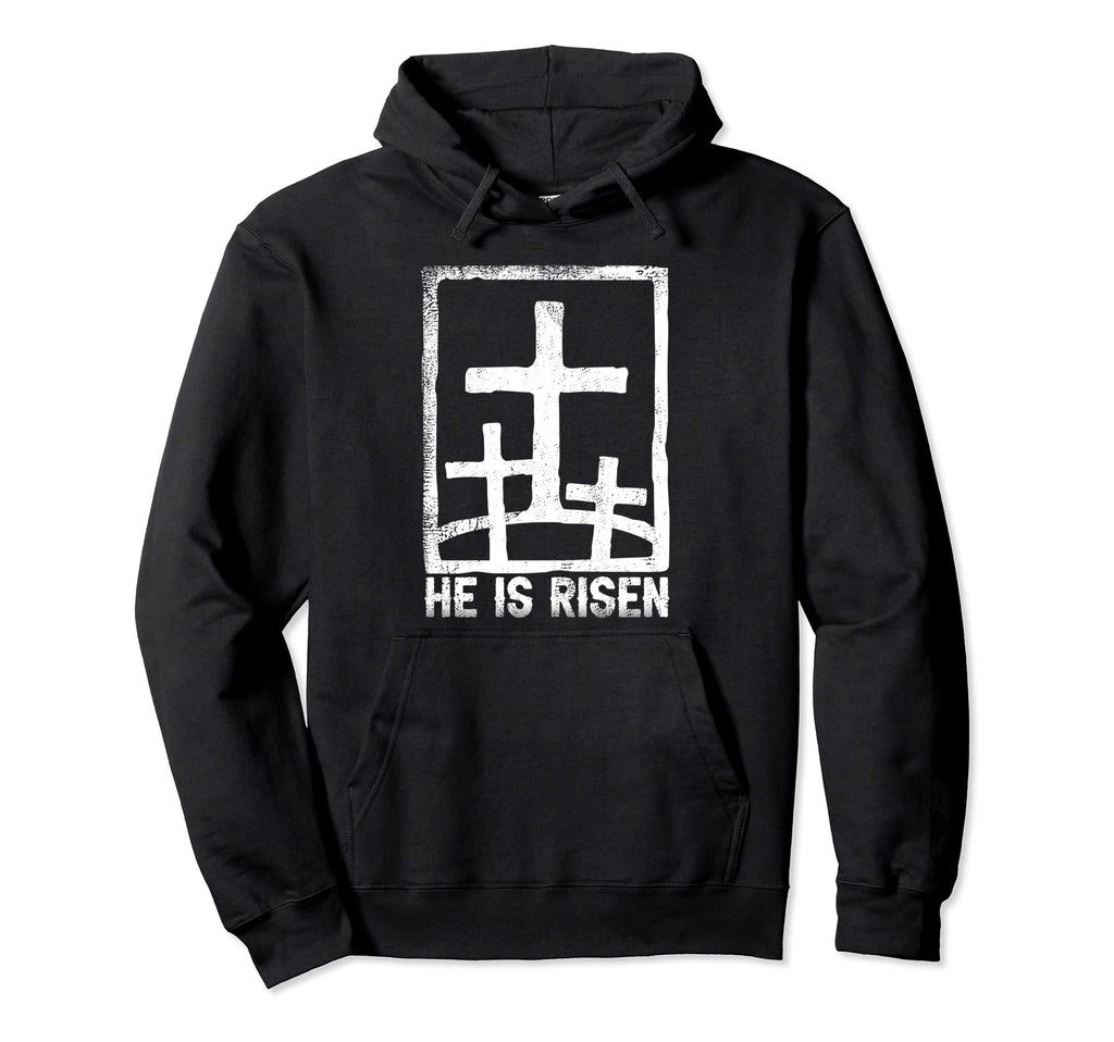 He Is Risen Easter Day Distressed Hoodie - Novelty Apparel Men Women - T-Shirt, Sweatshirt, Hoodie