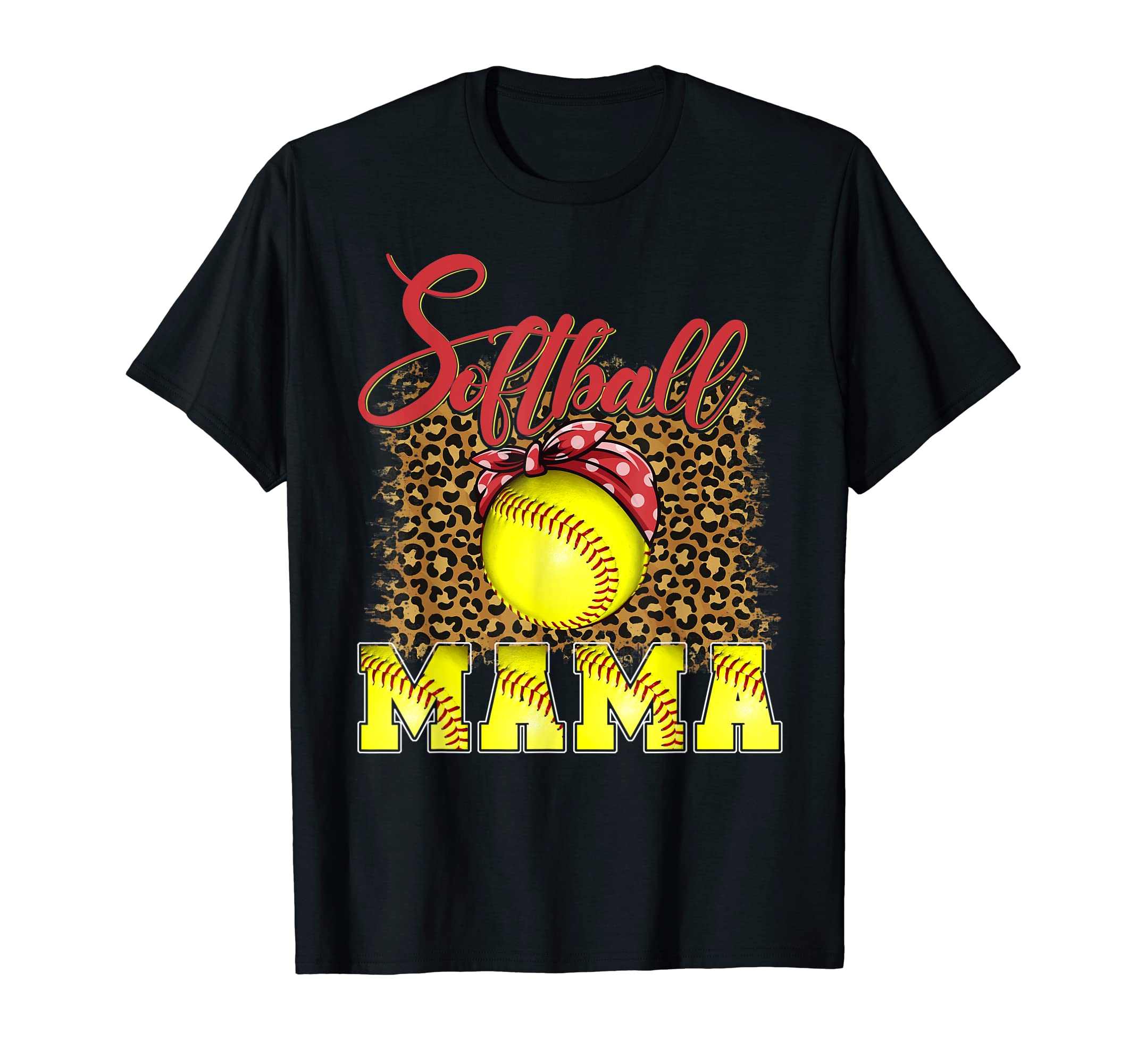 Softball Baseball Mama Leopard Funny T-Shirt - Streetwear Style Unisex - T-Shirt, Sweatshirt, Hoodie