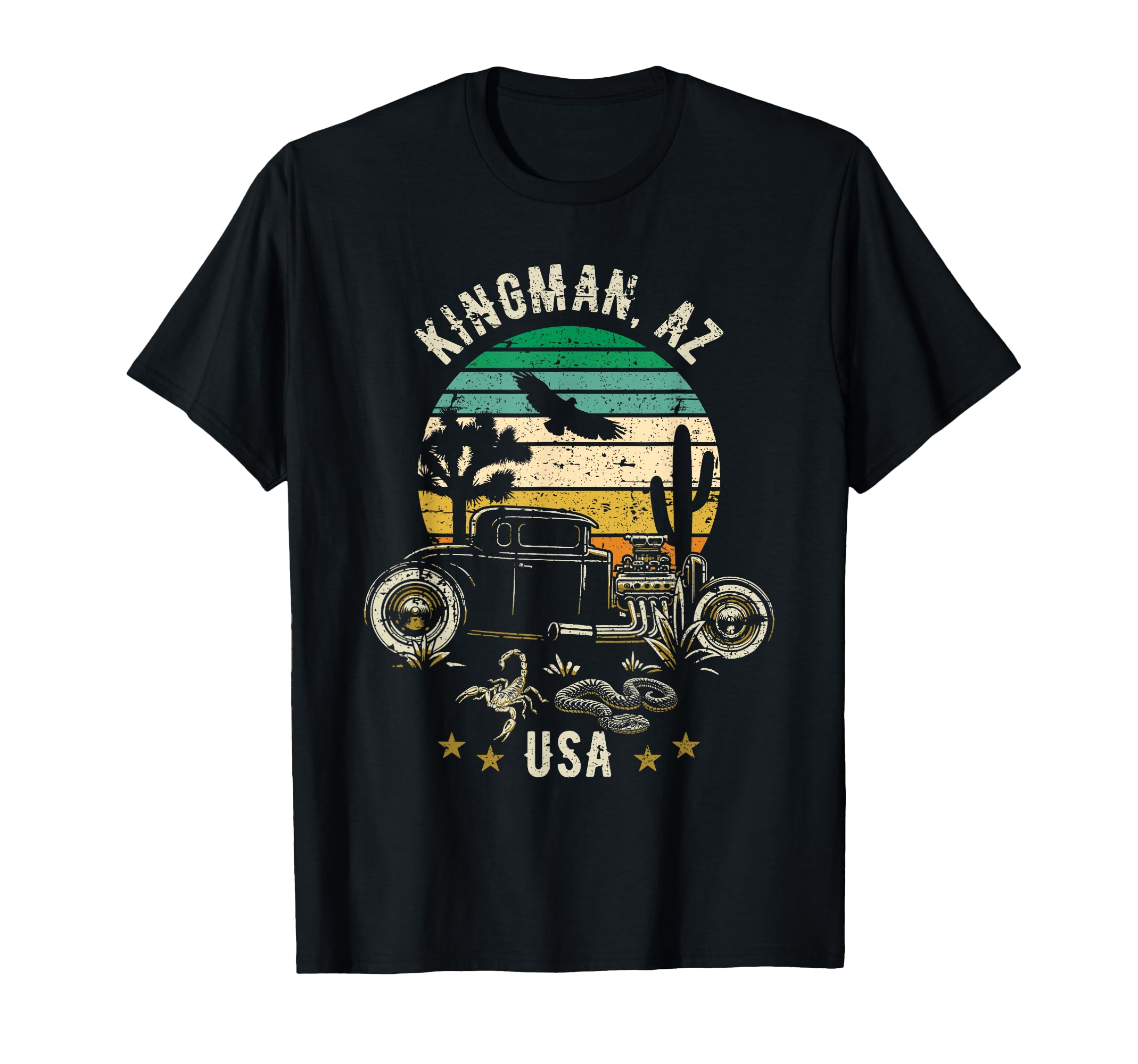 Kingman Az Usa Hotrod Desert Sunset T-Shirt - Unique Graphic Unisex - T-Shirt, Sweatshirt, Hoodie