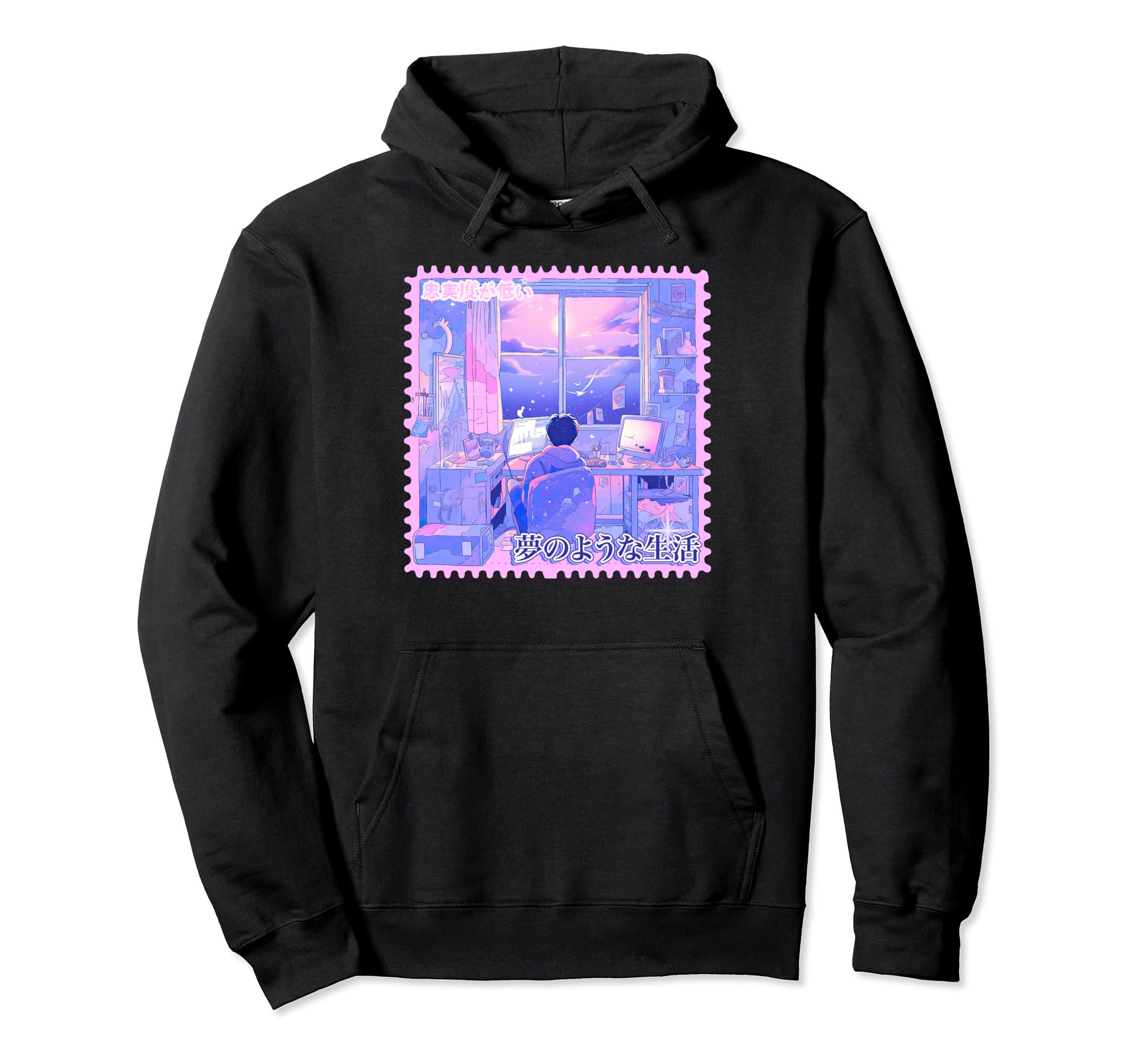 Anime Bedroom Vaporwave Japanese Hoodie - Fun Novelty Design for Adults - T-Shirt, Sweatshirt, Hoodie
