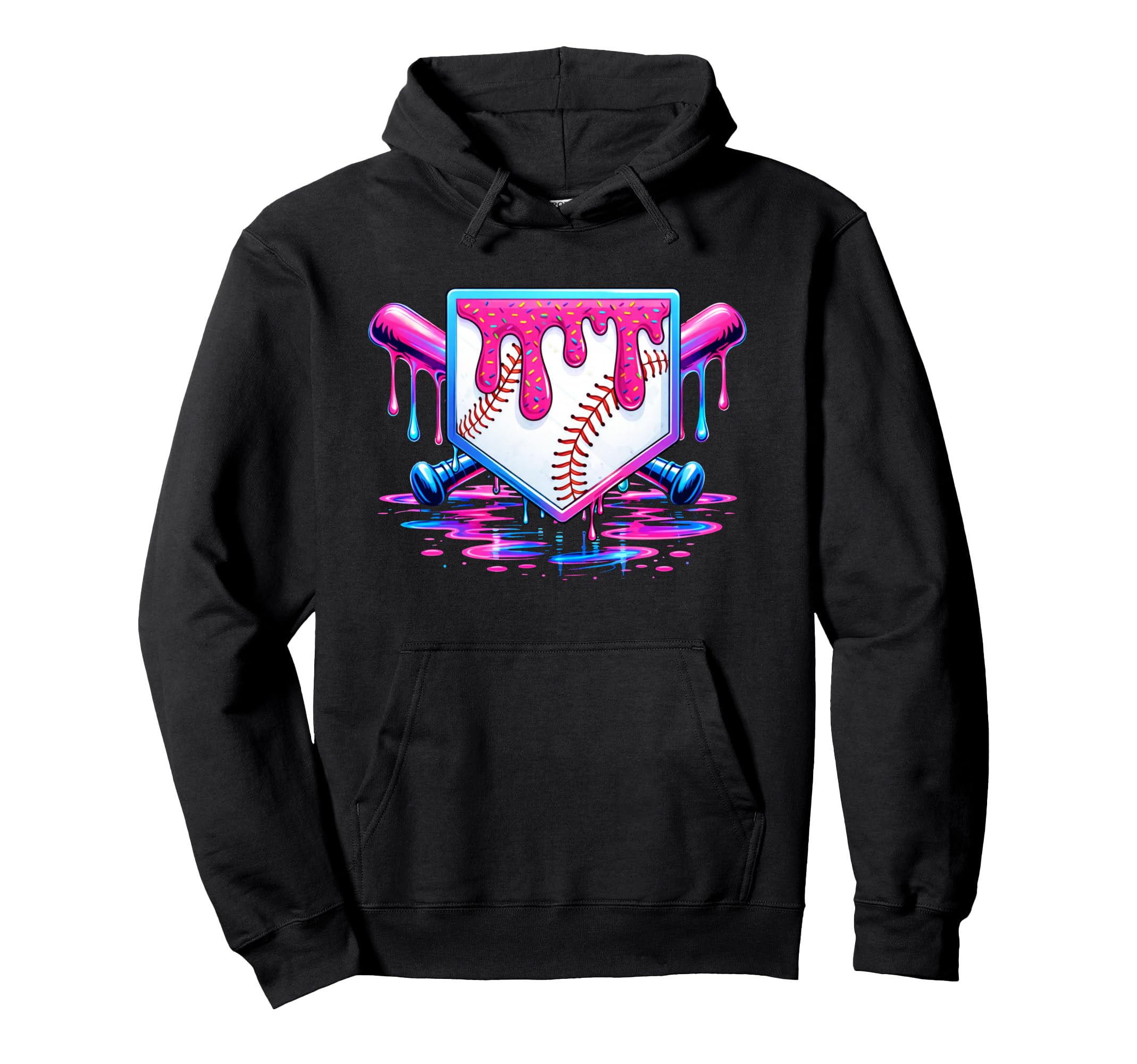 Baseball Drip Ice Cream Drip Sporty Hoodie - Unique Graphic Men Women - T-Shirt, Sweatshirt, Hoodie