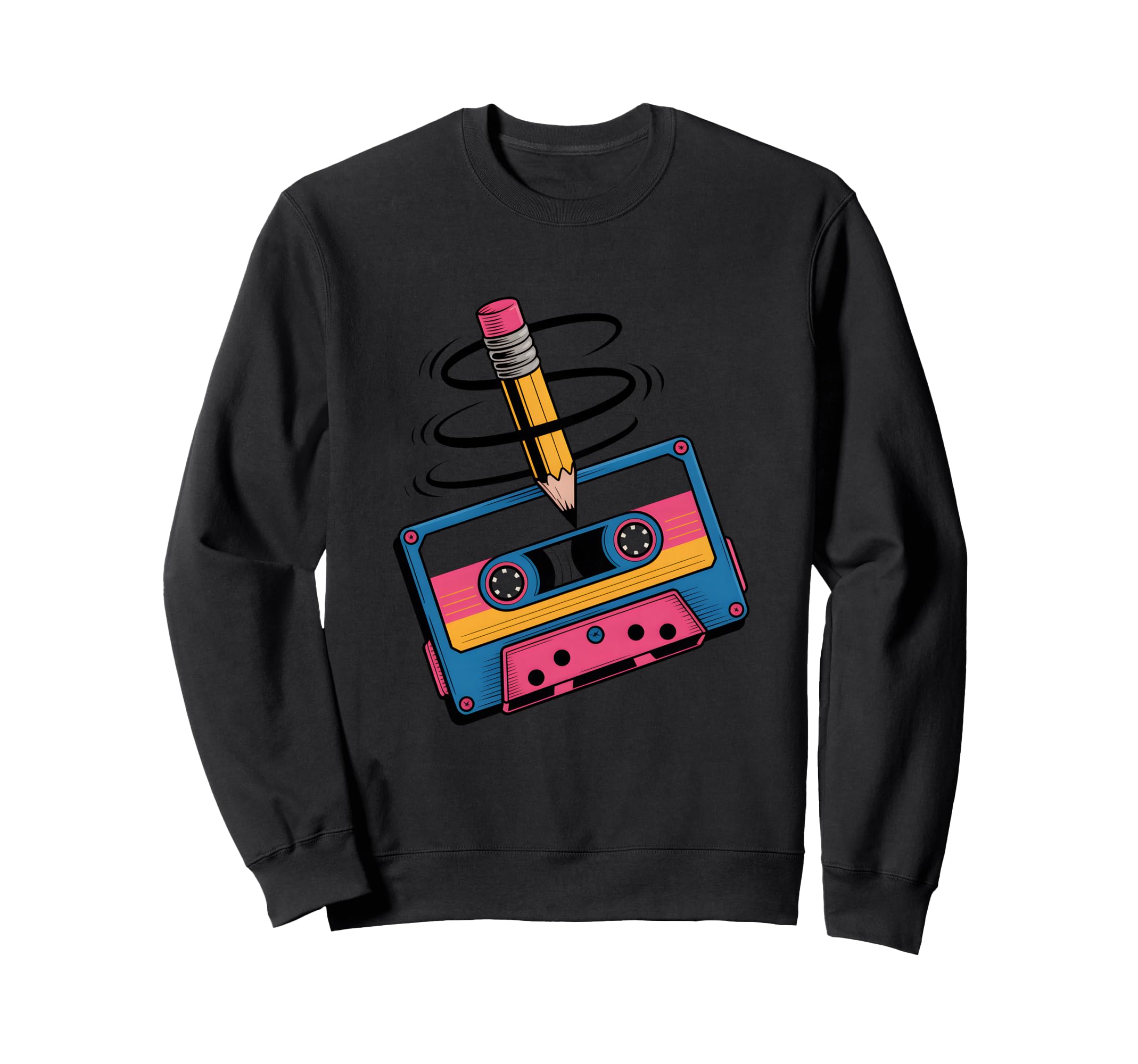 Mixtape Cassette Pencil Sweatshirt - Casual Everyday Wear for Adults - T-Shirt, Sweatshirt, Hoodie