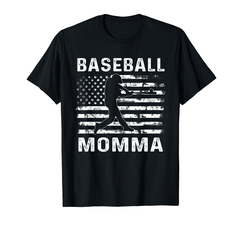 Baseball Momma Mom Usa Flag 4Th July T-Shirt - Aesthetic Graphic Men Women - T-Shirt, Sweatshirt, Hoodie
