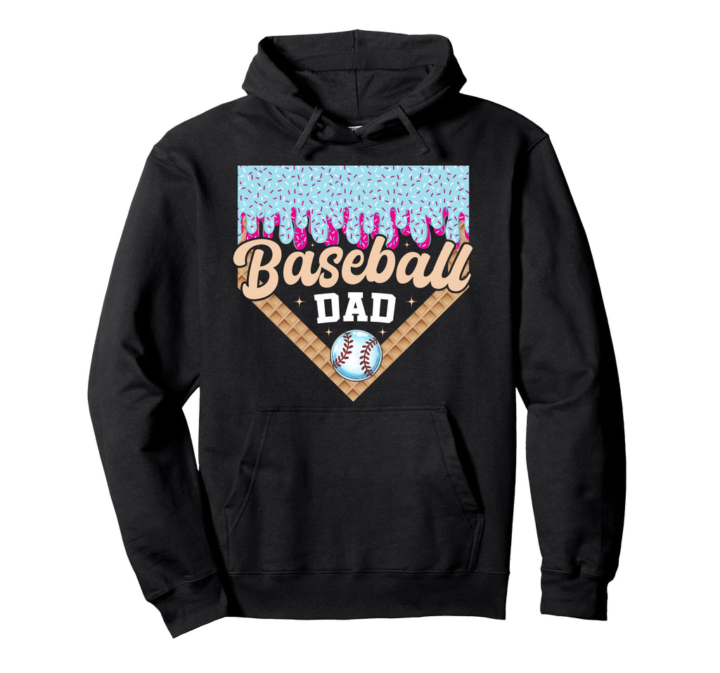 Baseball Dad Ice Cream Drip Fathers Day Hoodie - Novelty Apparel Men Women - T-Shirt, Sweatshirt, Hoodie