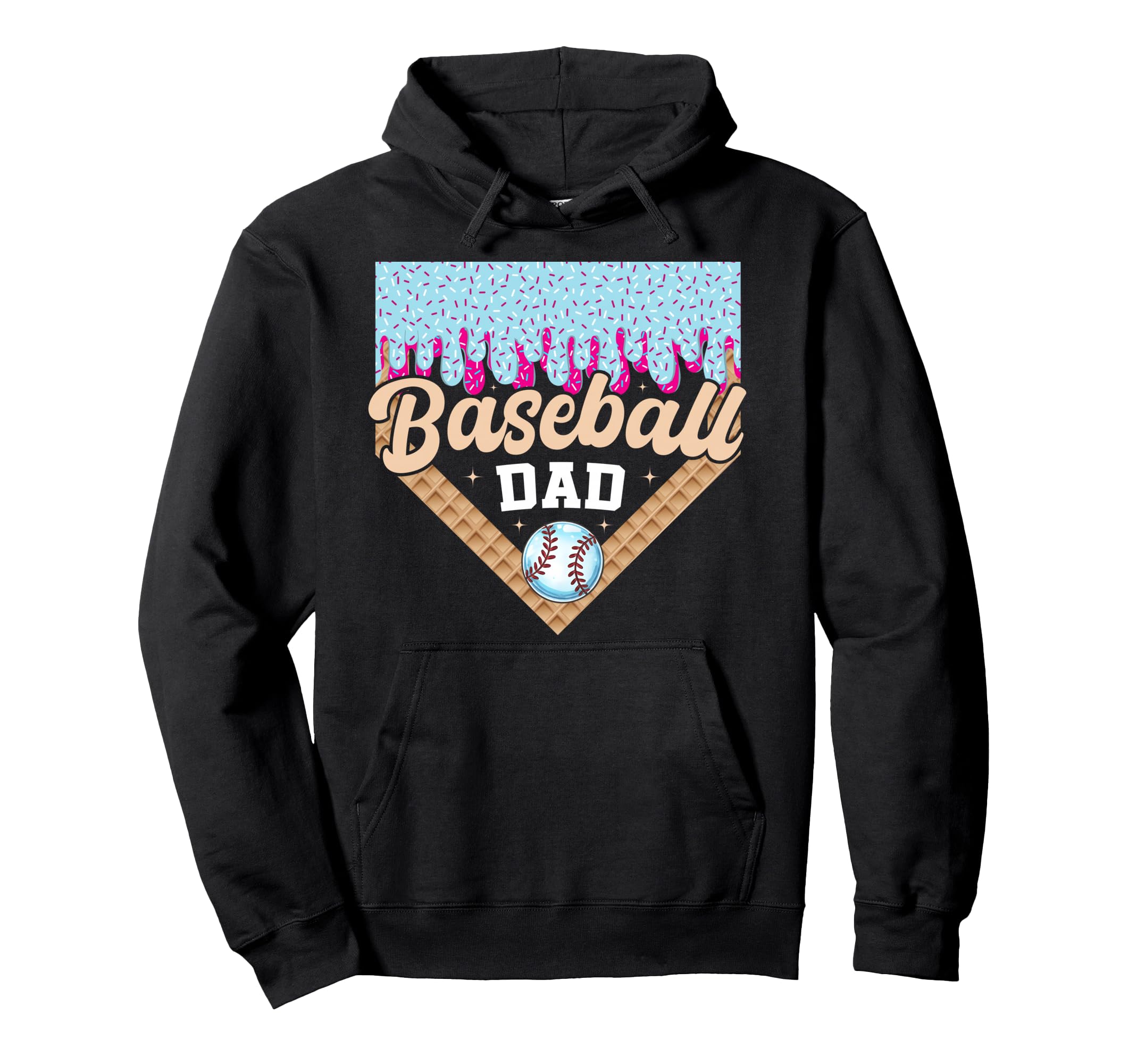 Baseball Dad Ice Cream Drip Fathers Day Hoodie - Novelty Apparel Men Women - T-Shirt, Sweatshirt, Hoodie
