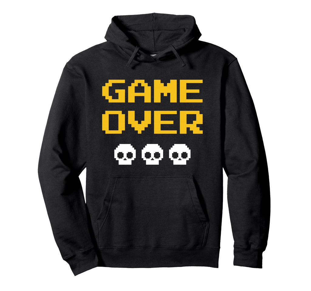 Game Over Gaming Pixel Video Games Arcade Hoodie - Unique Graphic Men Women - T-Shirt, Sweatshirt, Hoodie