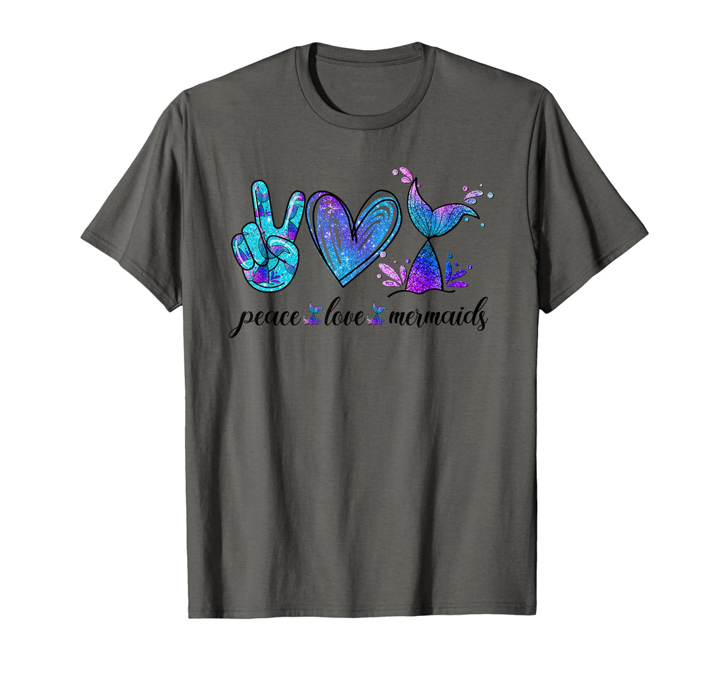 Peace Love Mermaids Mermaid Tail Summer T-Shirt - Trendy Graphic Unisex - T-Shirt, Sweatshirt, Hoodie