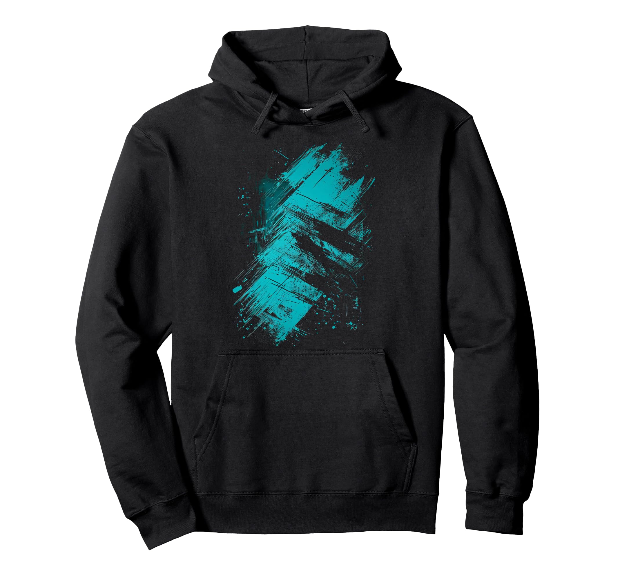 Teal And Black Grunge Hoodie - Trendy Graphic Men Women - T-Shirt, Sweatshirt, Hoodie