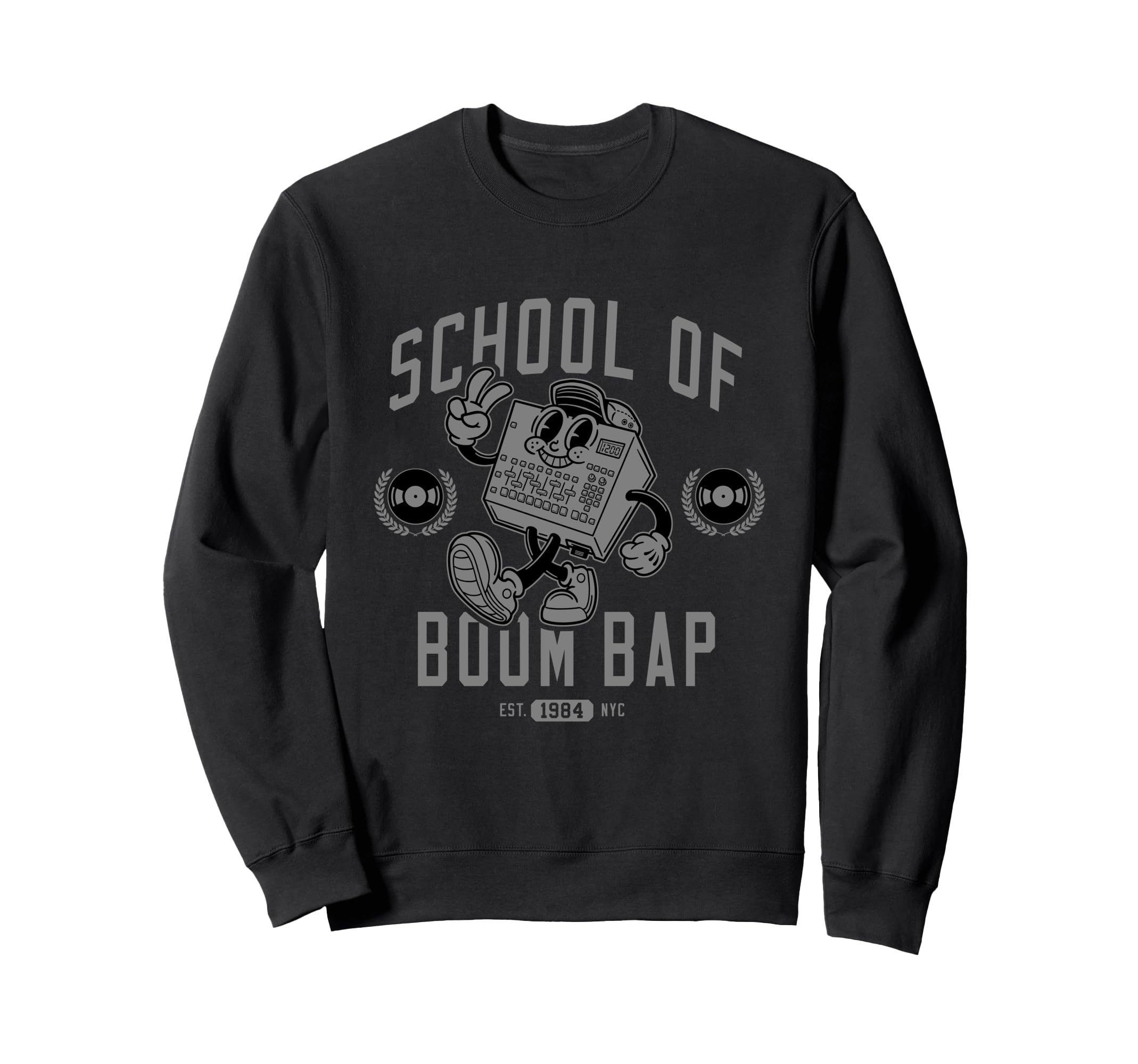 Grey Old School Hip Hop Sampler Sweatshirt - Graphic Print for Adults - T-Shirt, Sweatshirt, Hoodie