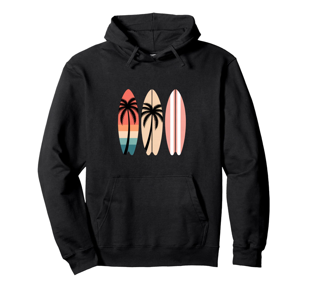 Funny Surfboards Palm Trees Beach Hoodie - Custom Art Print Unisex - T-Shirt, Sweatshirt, Hoodie