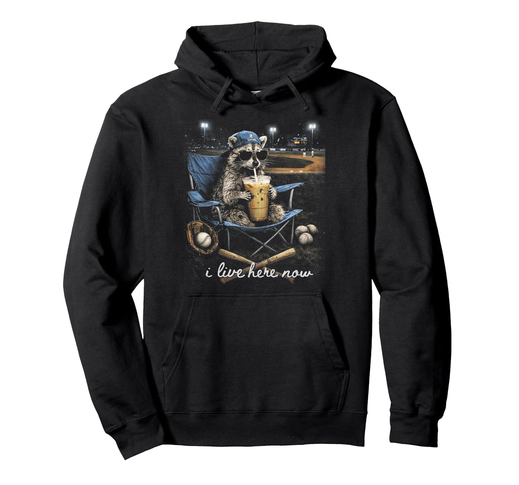 Funny Raccoon Baseball Iced Coffee Hoodie - Novelty Apparel for Adults - T-Shirt, Sweatshirt, Hoodie