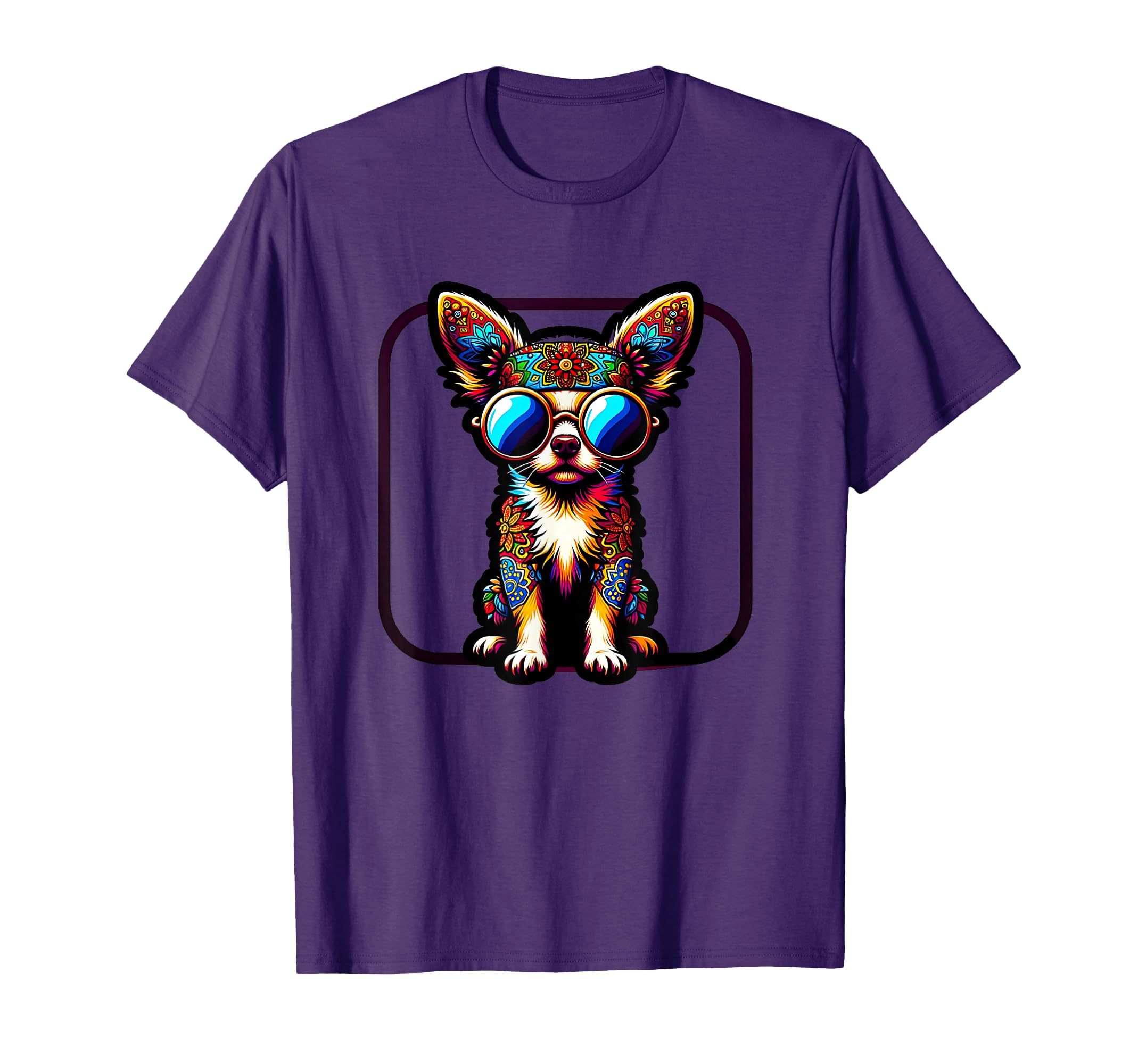Colorful Chihuahua Love Peace Hippie T-Shirt - Trendy Graphic for Adults - T-Shirt, Sweatshirt, Hoodie