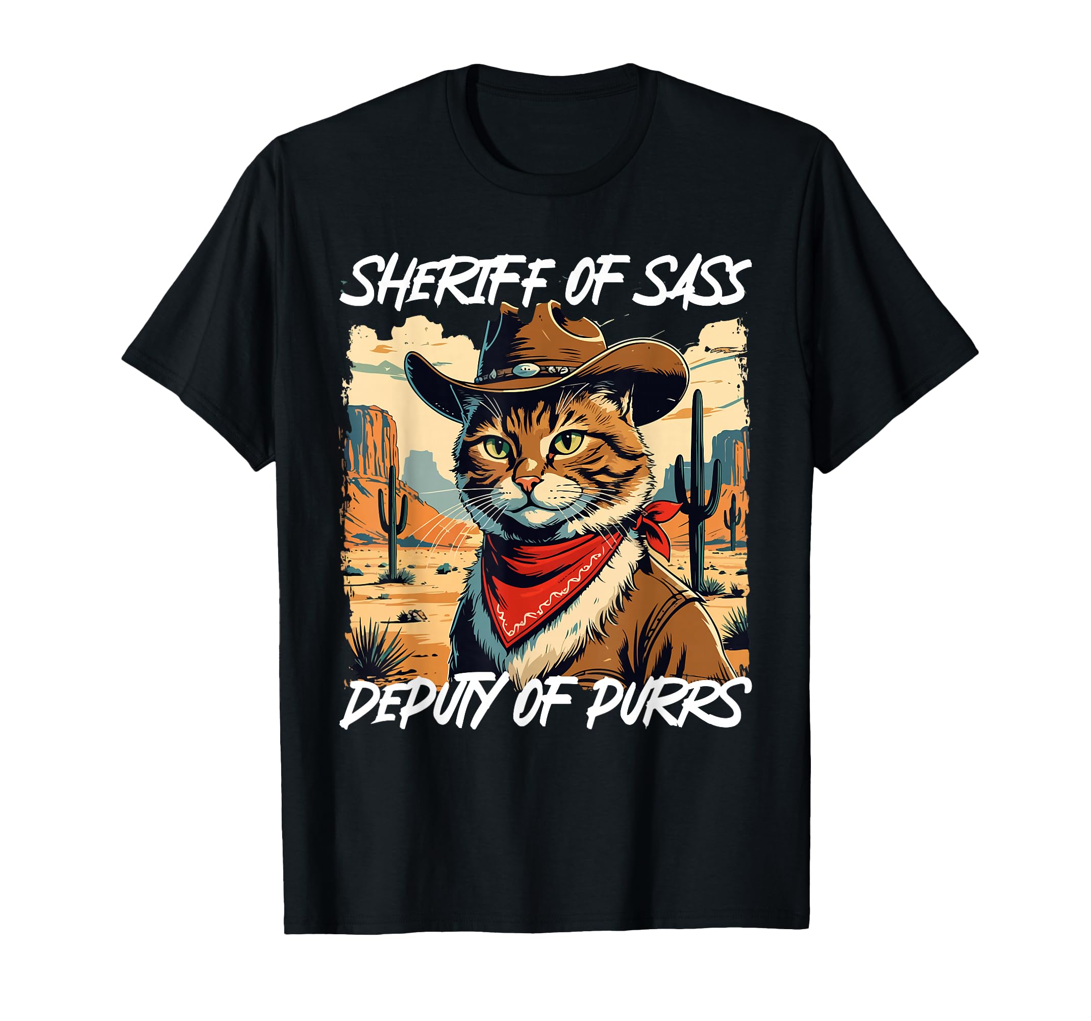Funny Sheriff Cat Meme Cowboy T-Shirt - Unique Graphic Unisex - T-Shirt, Sweatshirt, Hoodie