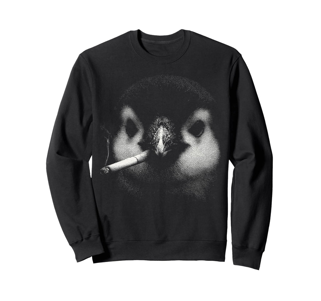 Bad Penguin Smoking Cigarette Sweatshirt - Minimalist Print for Adults - T-Shirt, Sweatshirt, Hoodie