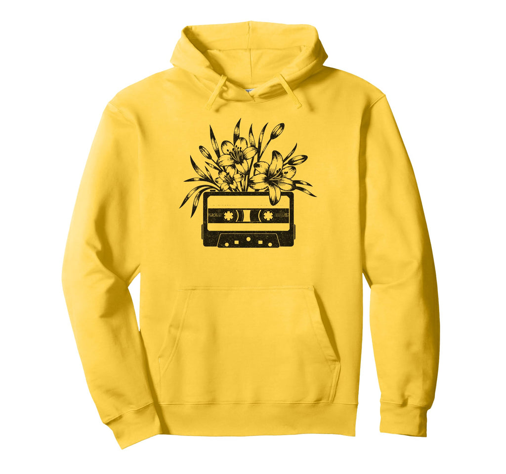 Cassette Tape Flowers Music 80S 90S Hoodie - Aesthetic Graphic for Adults - T-Shirt, Sweatshirt, Hoodie