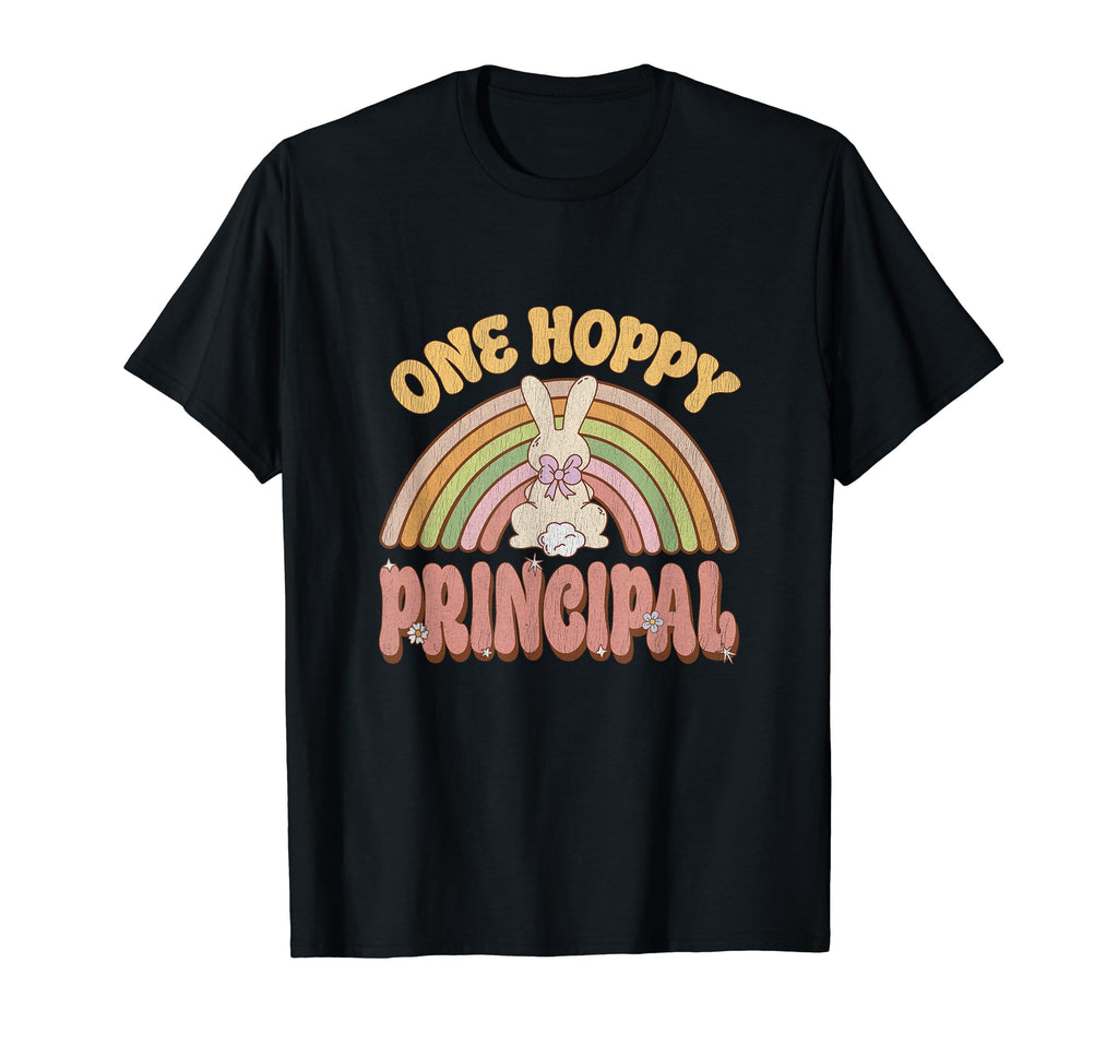 One Hoppy Principal Bunny Easter Rainbow T-Shirt - Trendy Graphic Men Women - T-Shirt, Sweatshirt, Hoodie